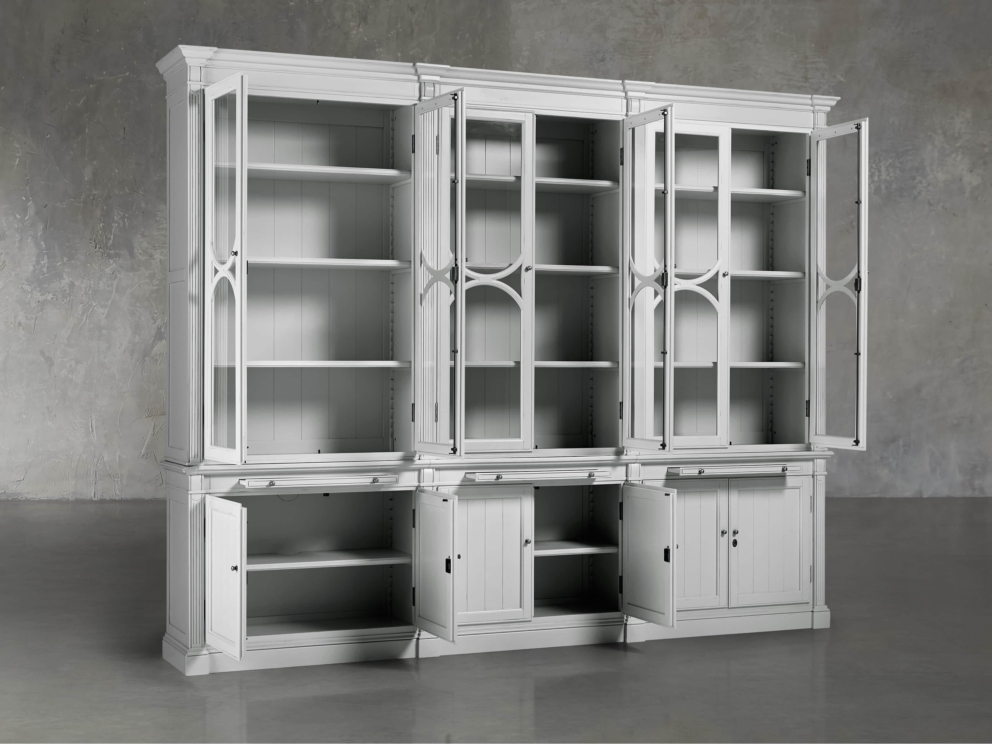 Athens Modular Triple Display Cabinet in Nimbus, slide 4 of 7