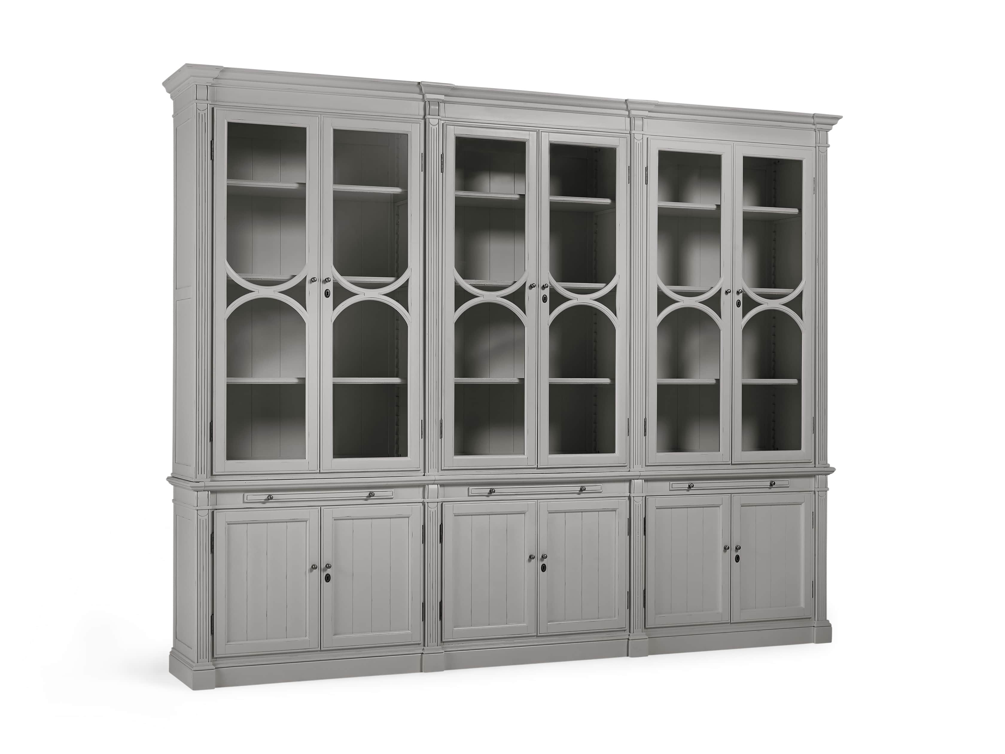 Athens Modular Triple Display Cabinet in Stratus, slide 3 of 4