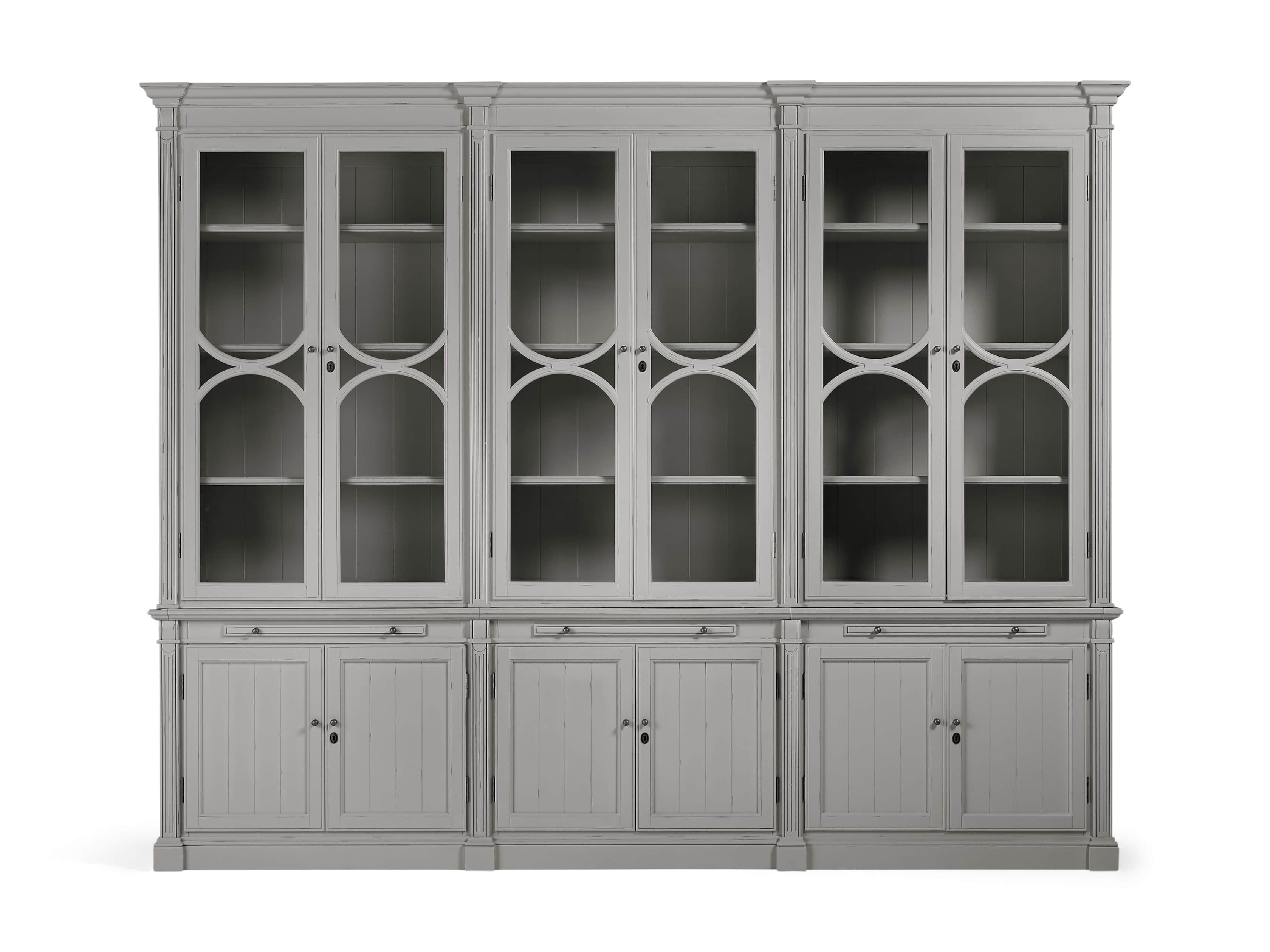 Athens Modular Triple Display Cabinet in Stratus, slide 2 of 4