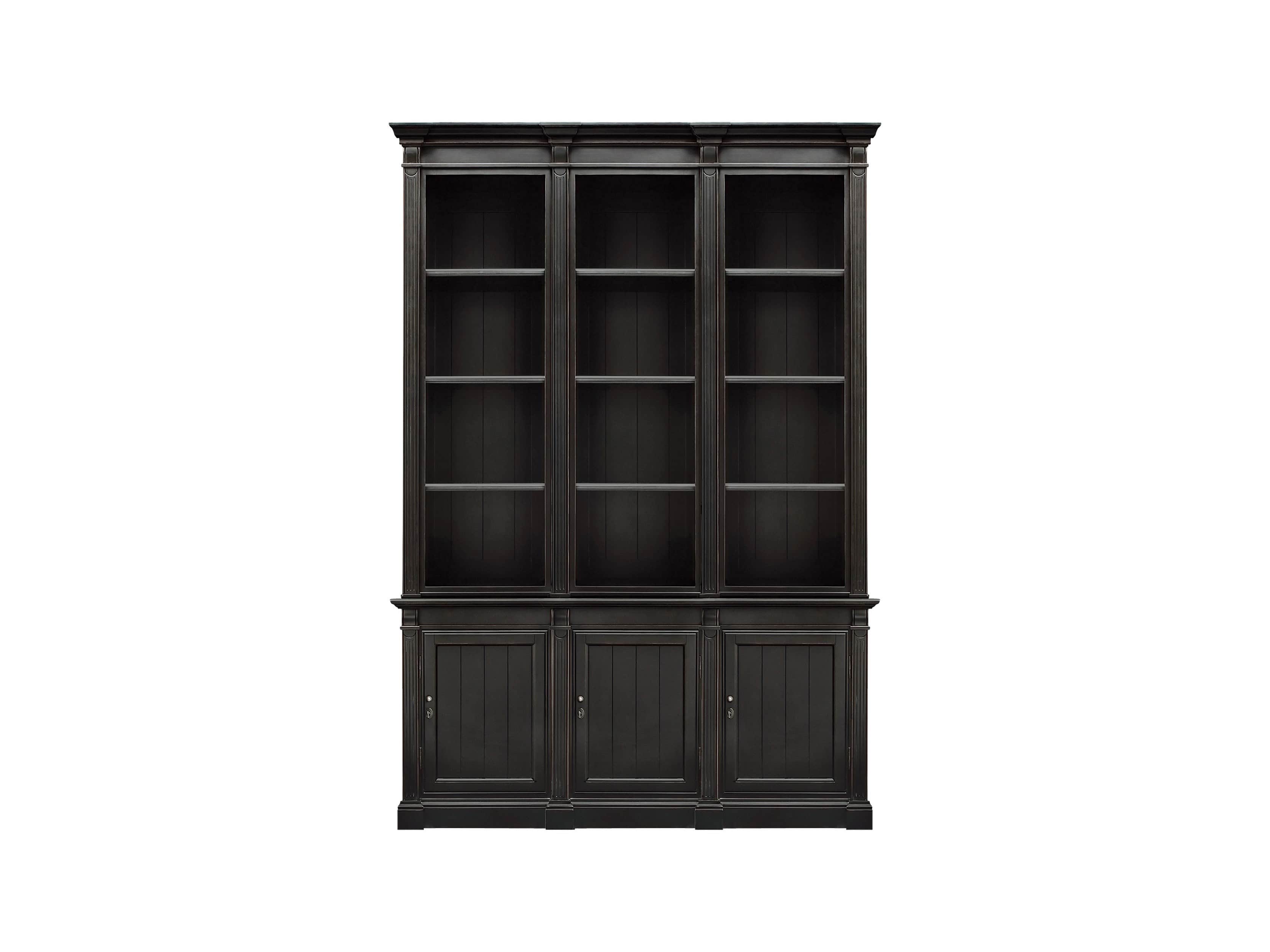 Athens Modular Triple Narrow Bookcase in Tuxedo Black