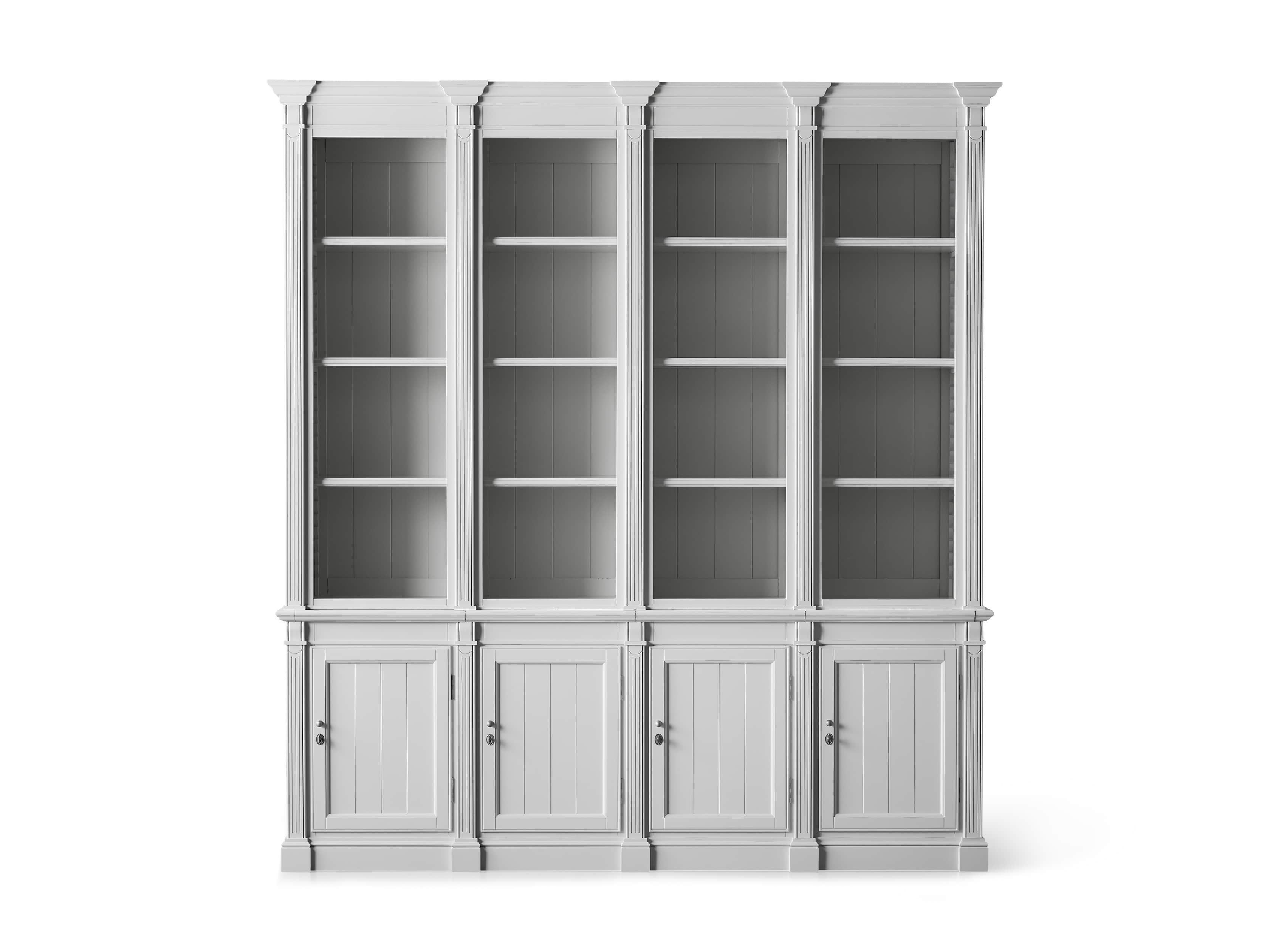 Athens Modular Quadruple Narrow Bookcase in Nimbus