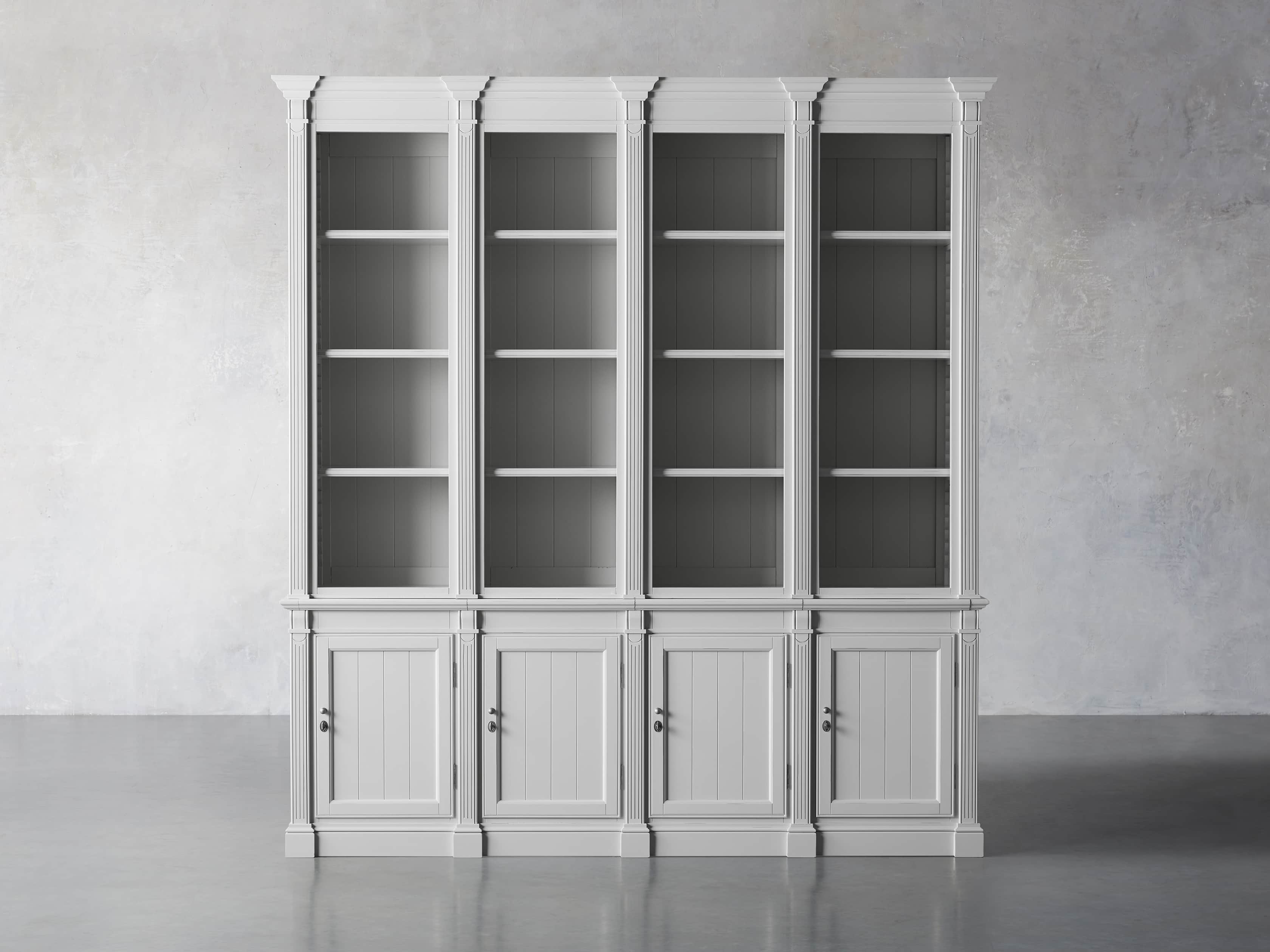 Athens Modular Quadruple Narrow Bookcase in Nimbus