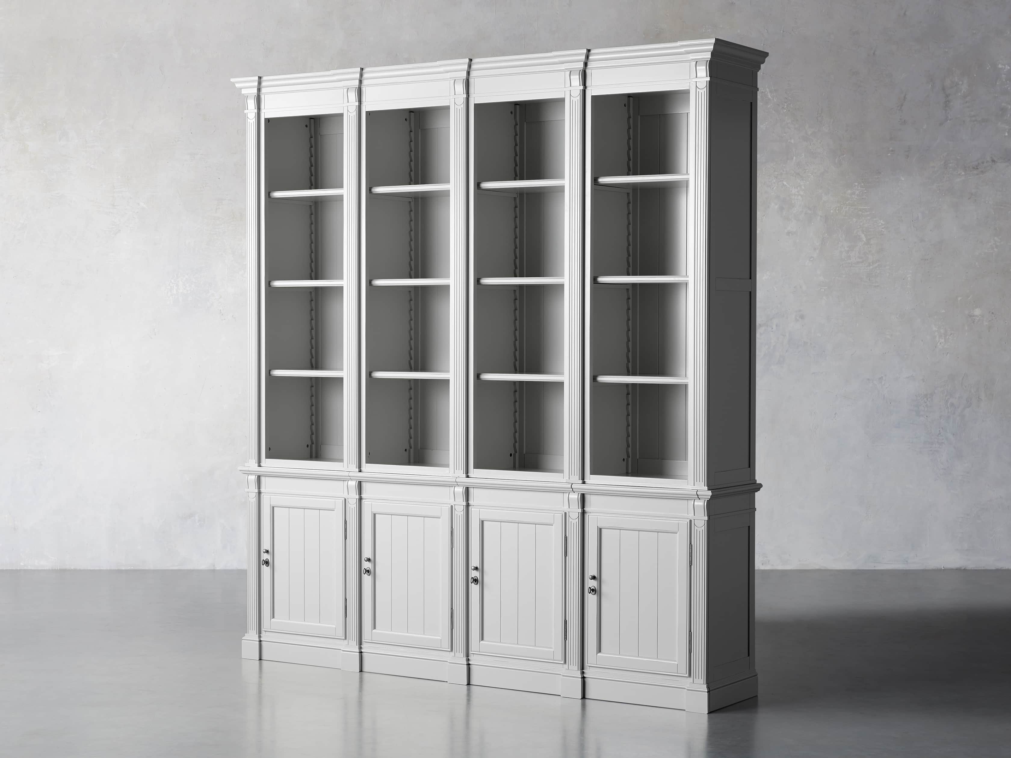 Athens Modular Quadruple Narrow Bookcase in Nimbus