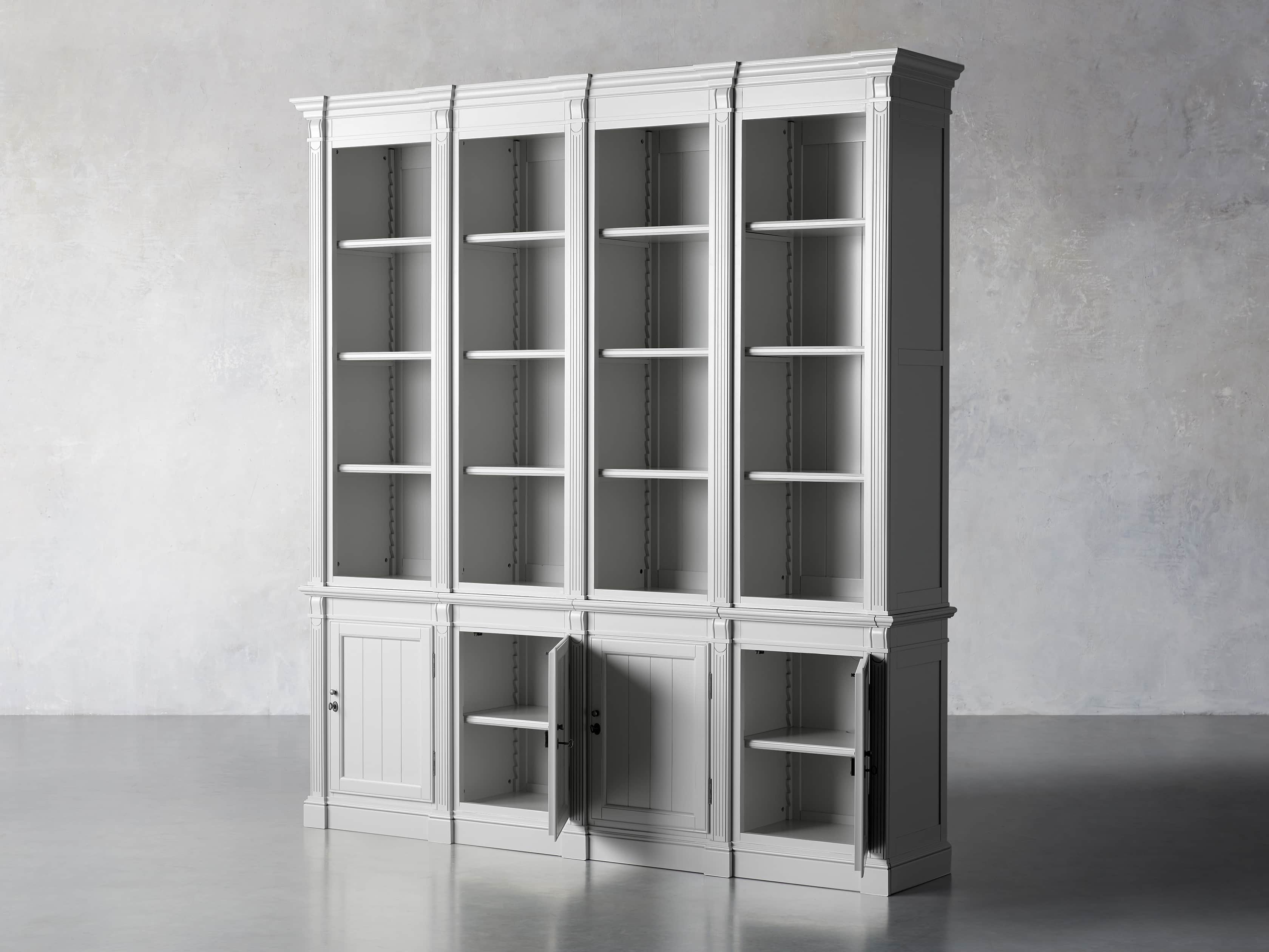 Athens Modular Quadruple Narrow Bookcase in Nimbus