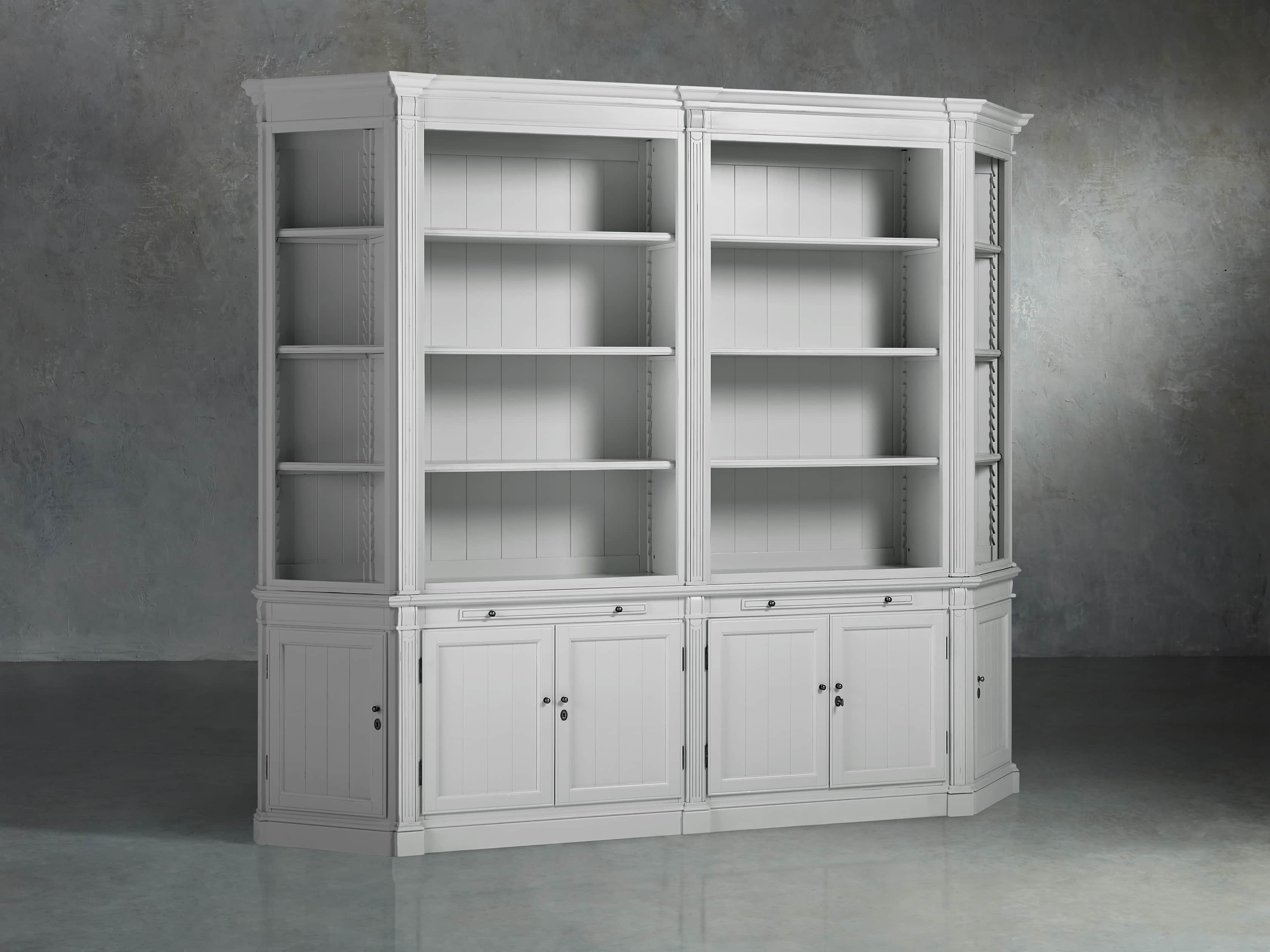 Athens Modular Double Bookcase with Angled Bookcases in Nimbus, slide 2 of 6