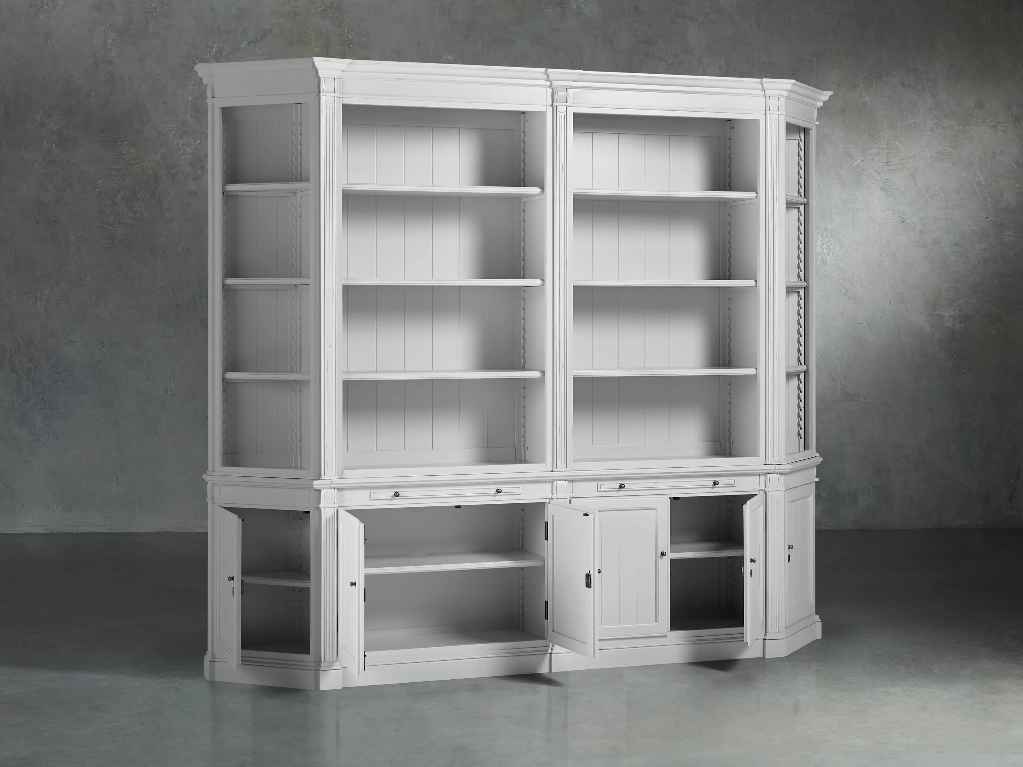 Athens Modular Double Bookcase with Angled Bookcases in Nimbus, slide 3 of 6