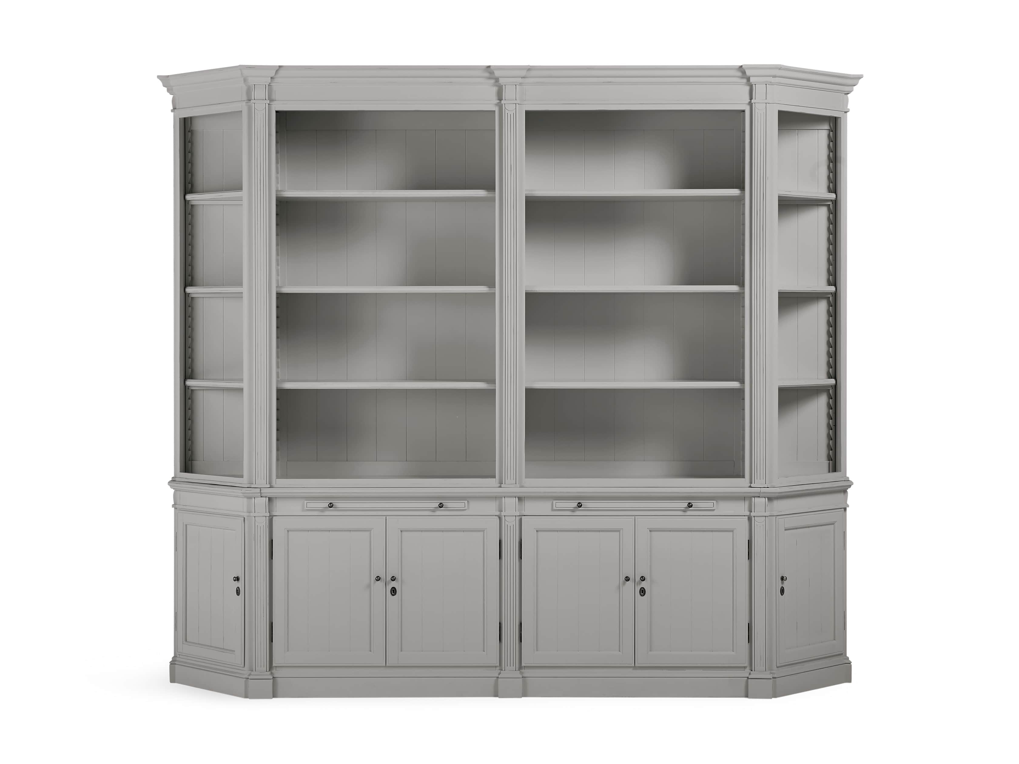 Athens Double Bookcase with Angled Bookcases in Stratus