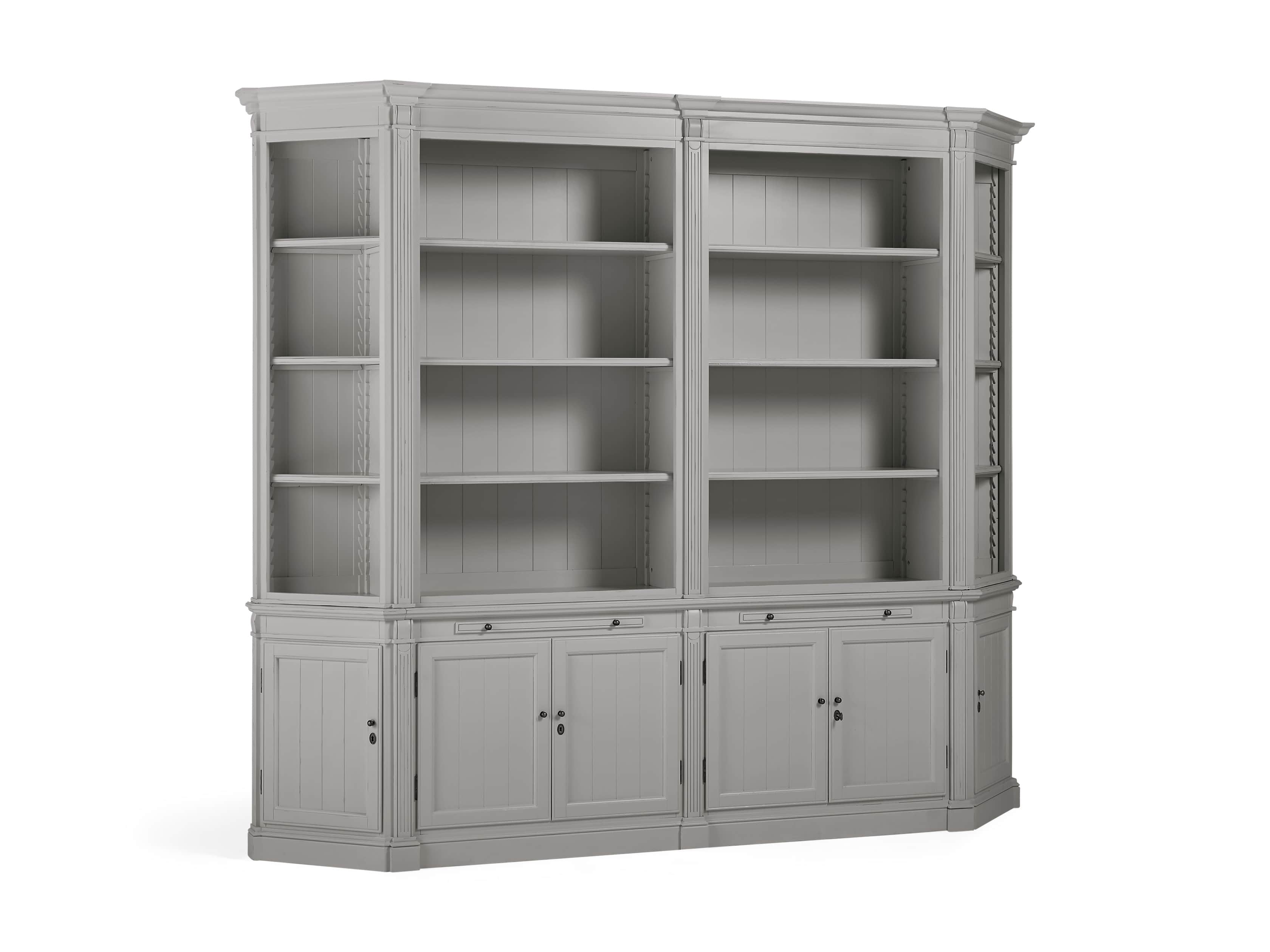 Athens Double Bookcase with Angled Bookcases in Stratus