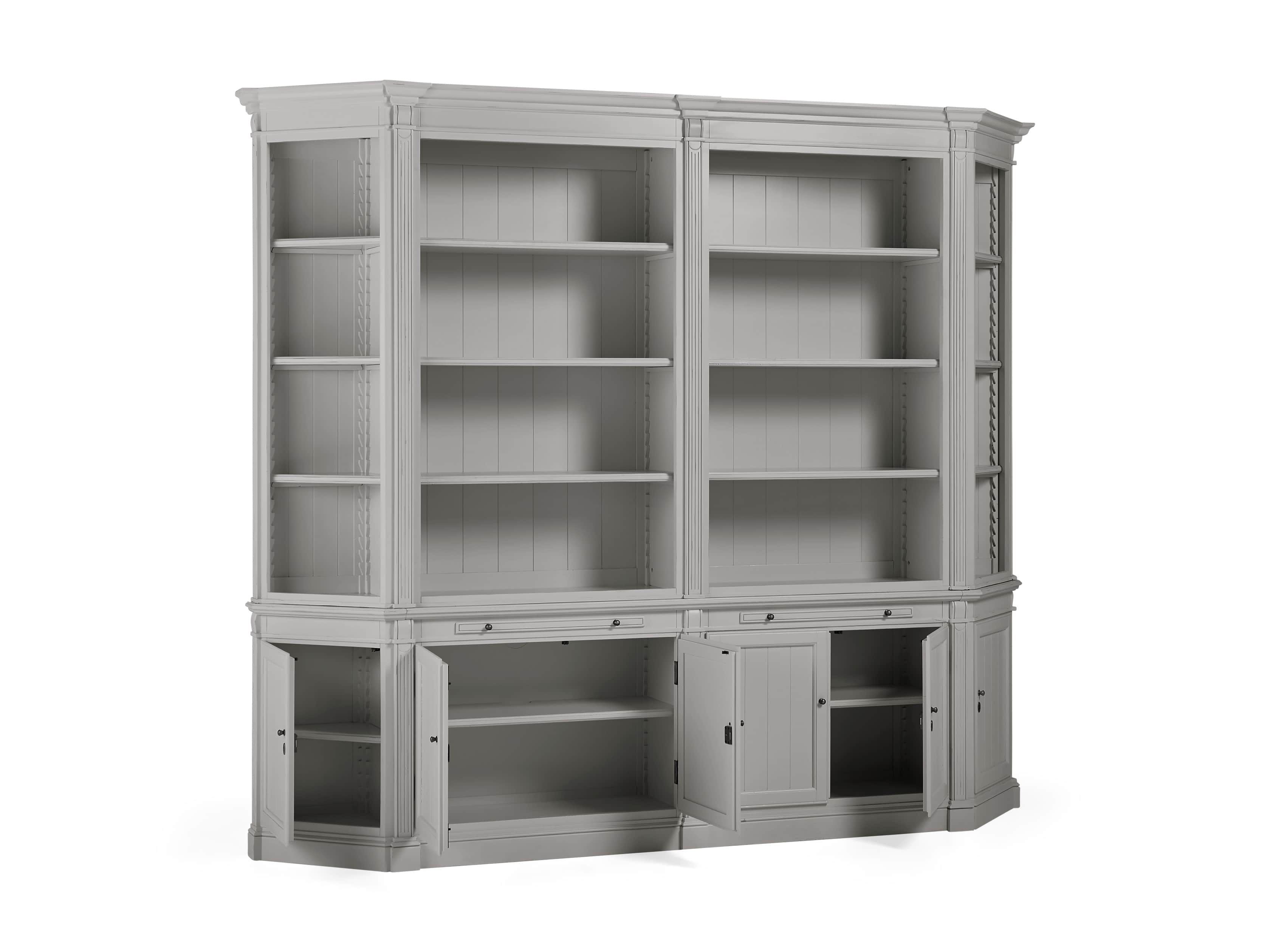 Athens Double Bookcase with Angled Bookcases in Stratus