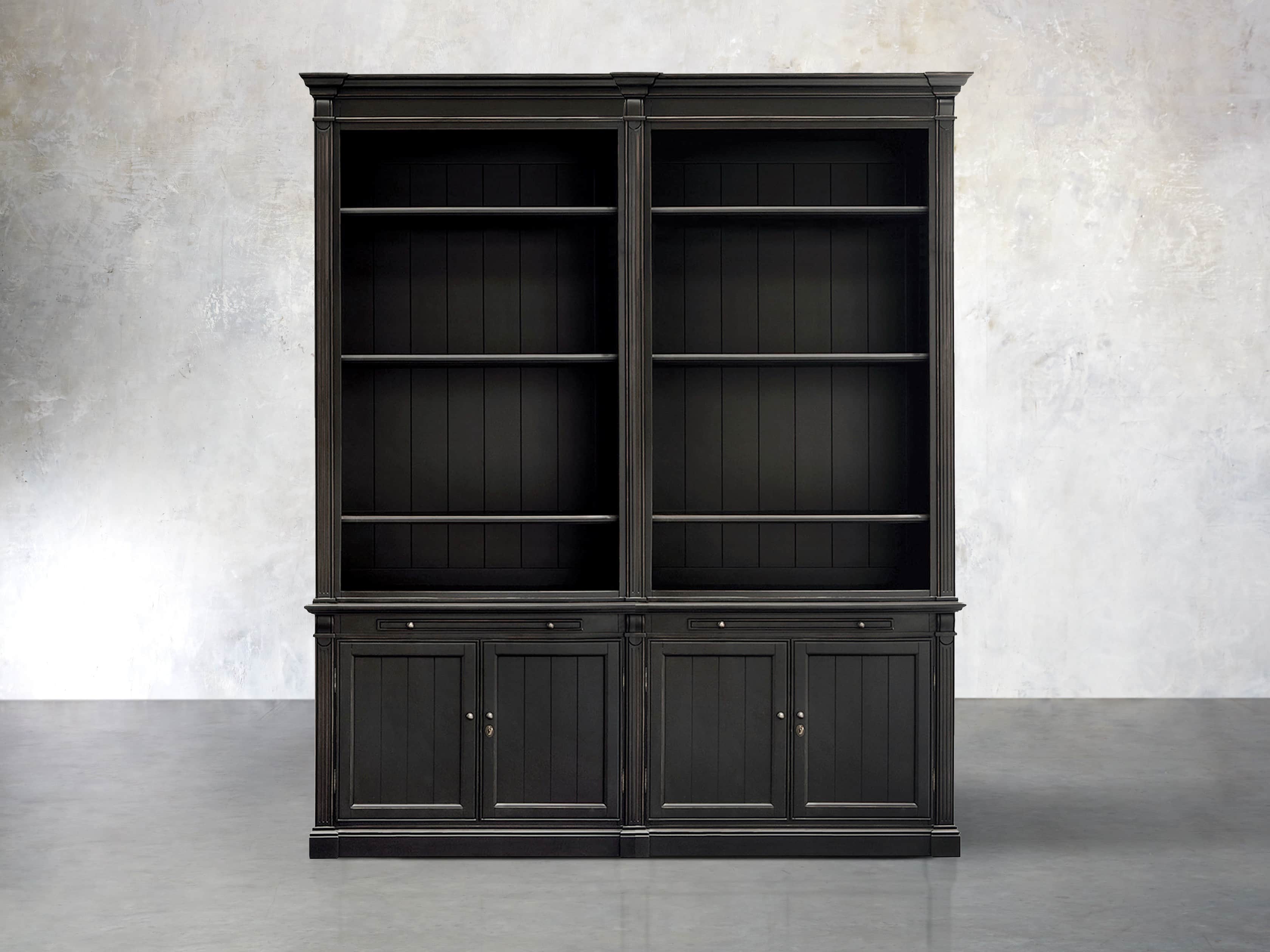 Athens Modular Double Bookcase In Tuxedo Black