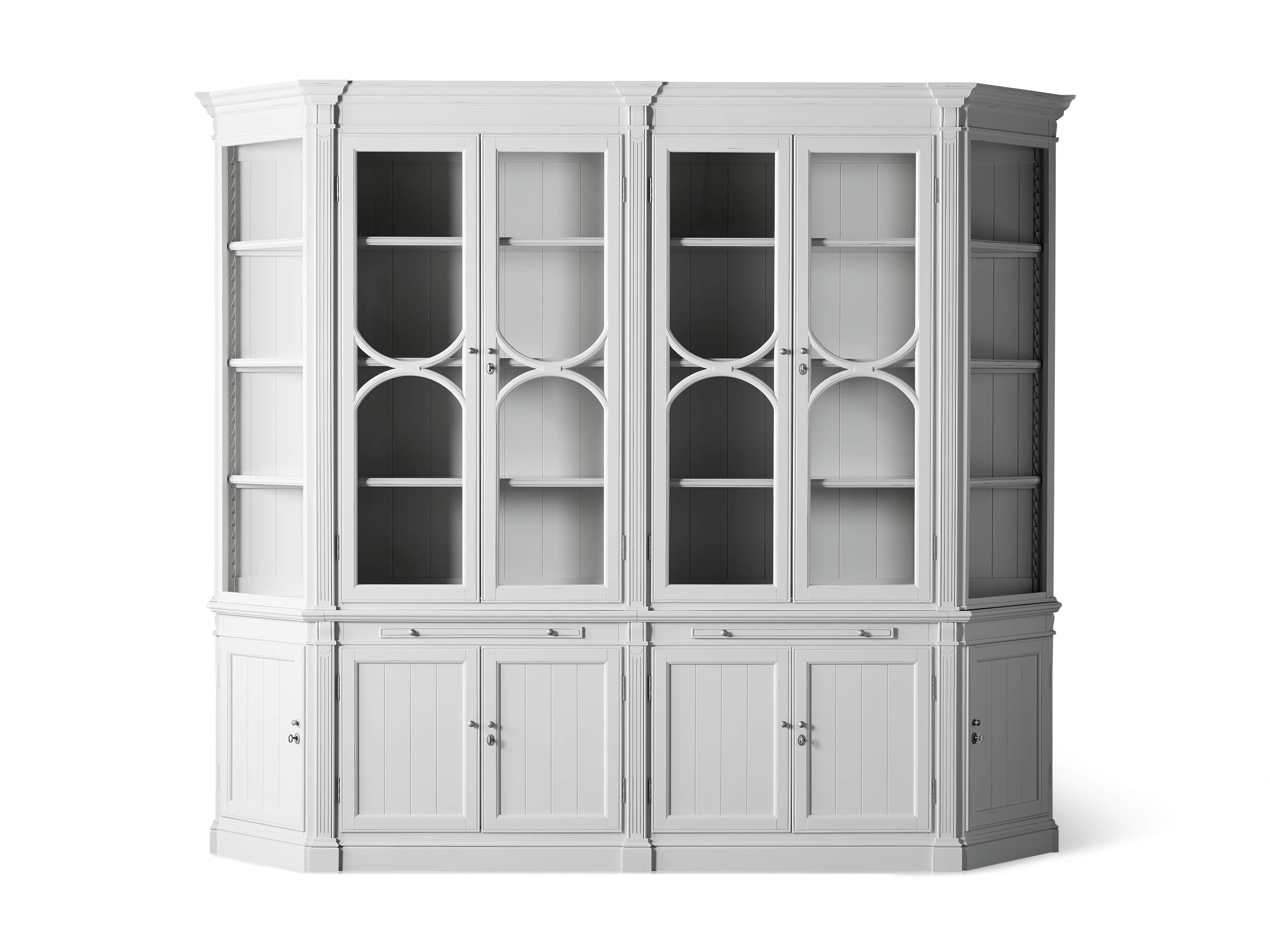 Athens Modular Double Display Cabinet with Angled Bookcases in Nimbus, slide 9 of 10