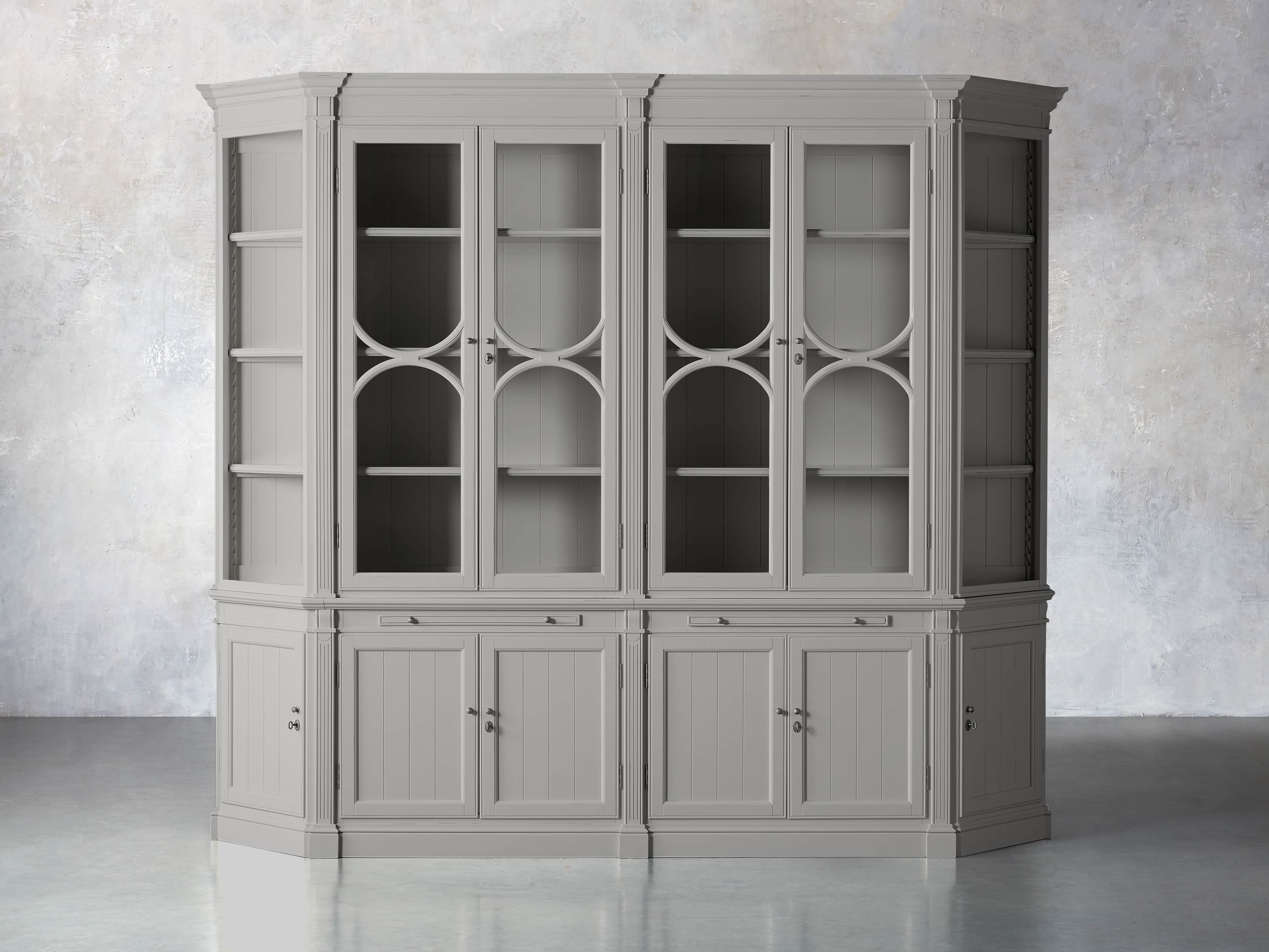 View the Athens Modular Double Display Cabinet with Angled Bookcases | Variant: STRATUS