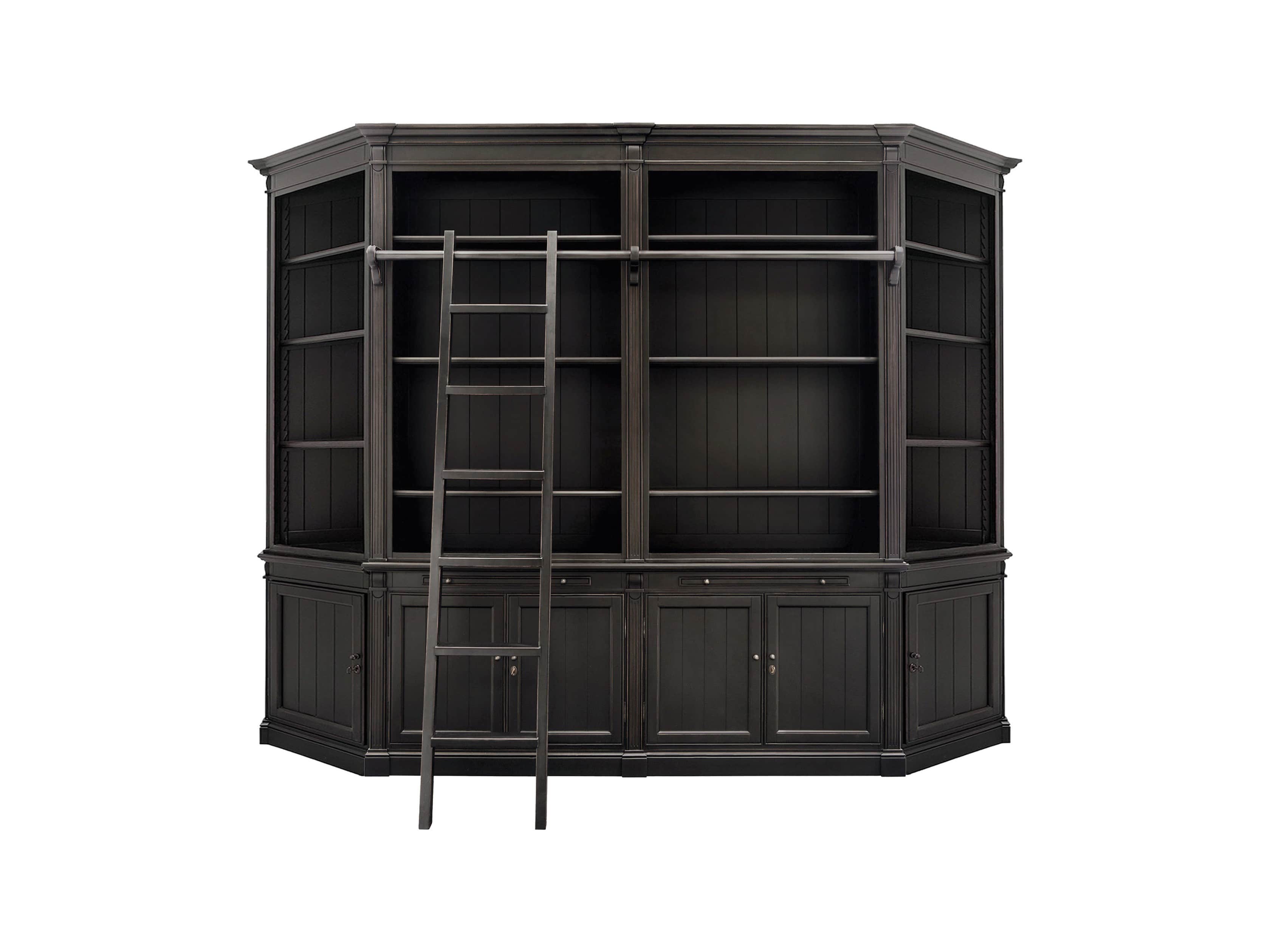 Athens Modular Library with Angled Bookcases in Tuxedo Black