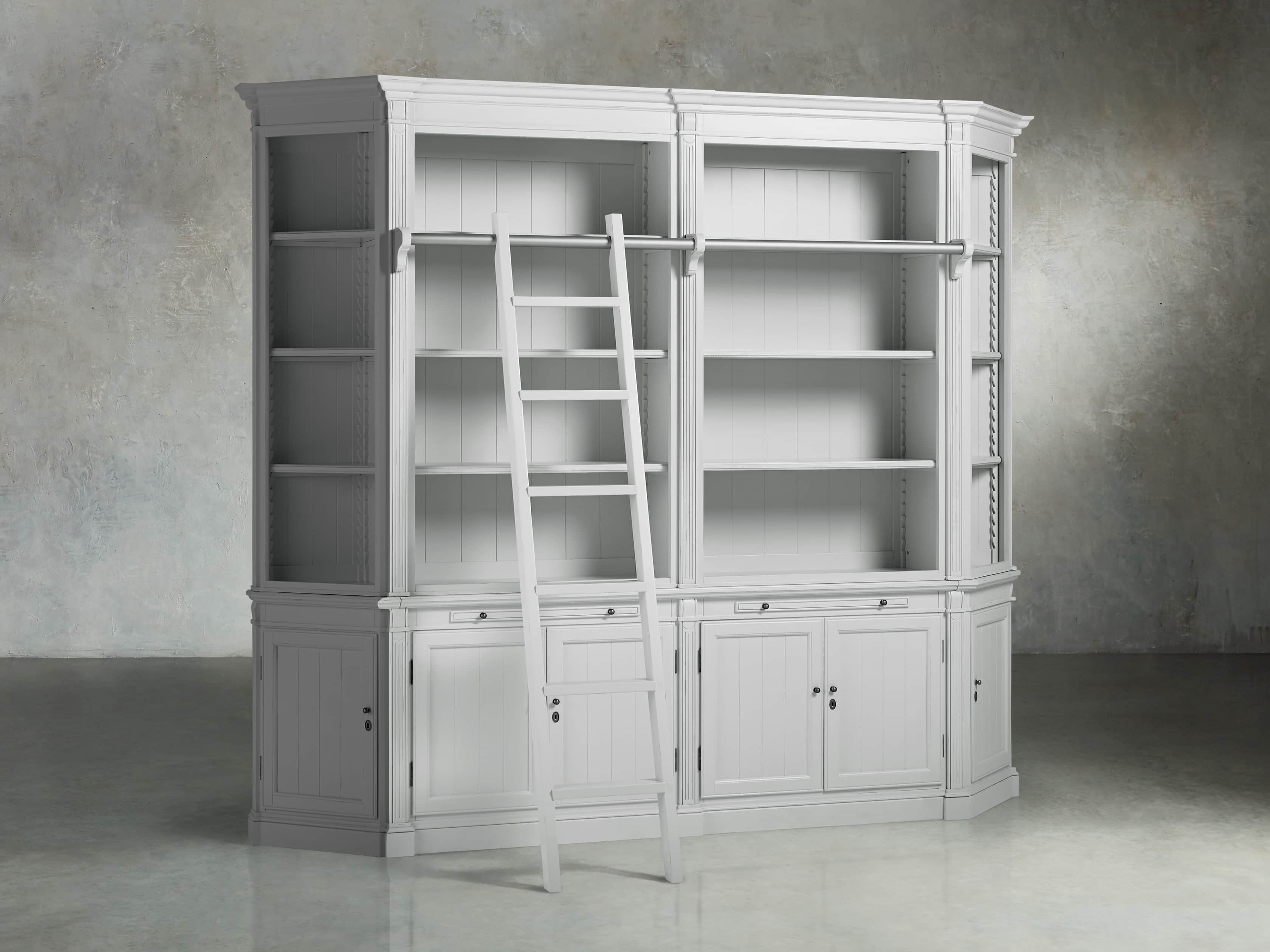 Athens Modular Library with Angled Bookcases in Nimbus, slide 2 of 6