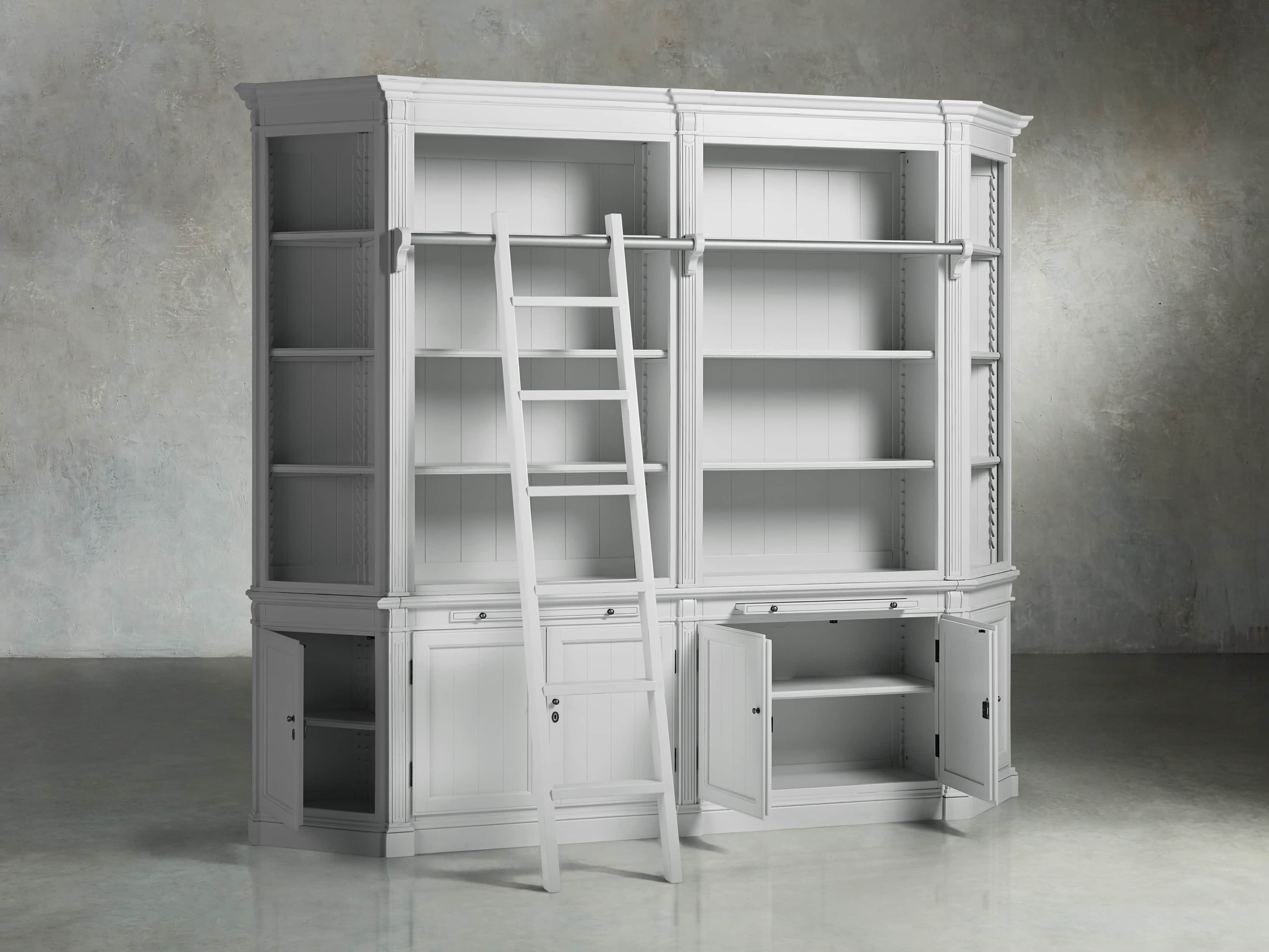Athens Modular Library with Angled Bookcases in Nimbus, slide 3 of 6
