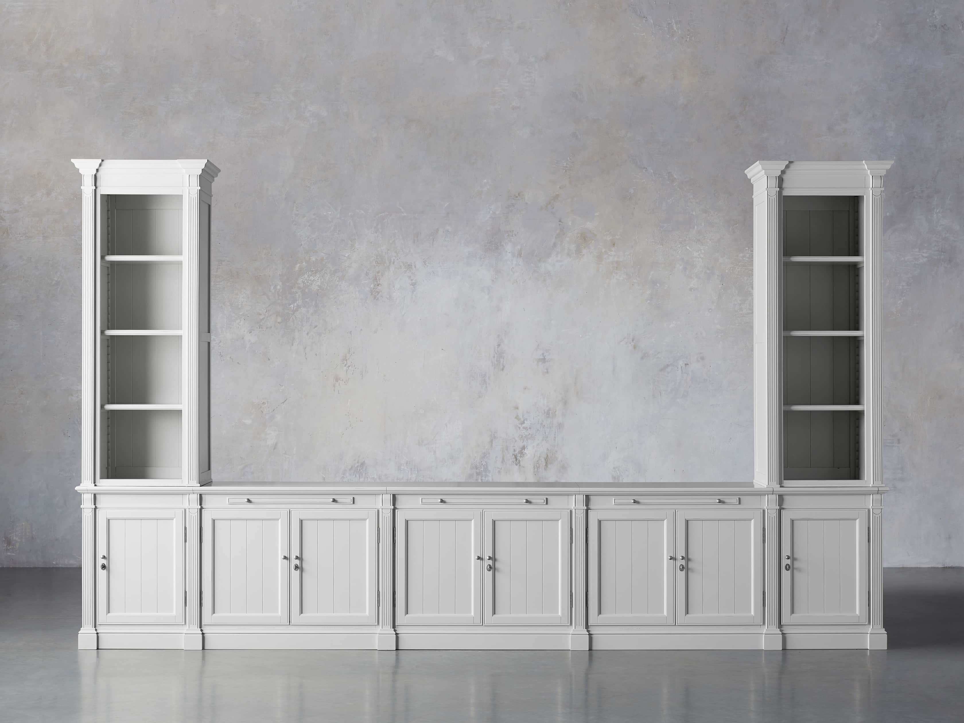 Athens Modular Large Media Console with Double Narrow Bookcases, slide 2 of 8