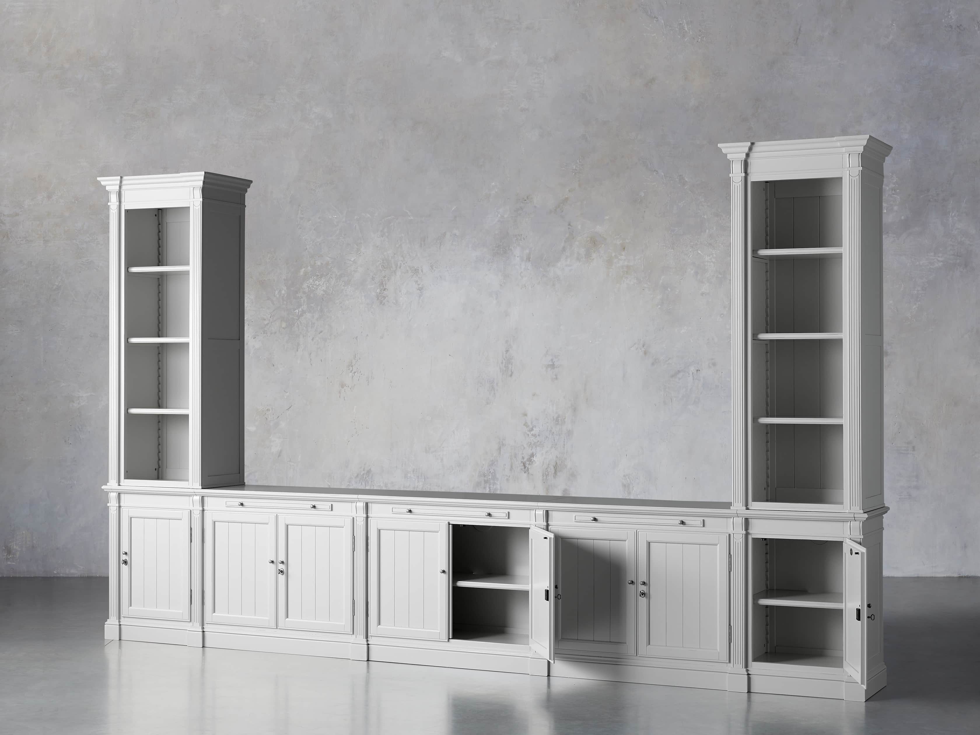 Athens Modular Large Media Console with Double Narrow Bookcases, slide 4 of 8