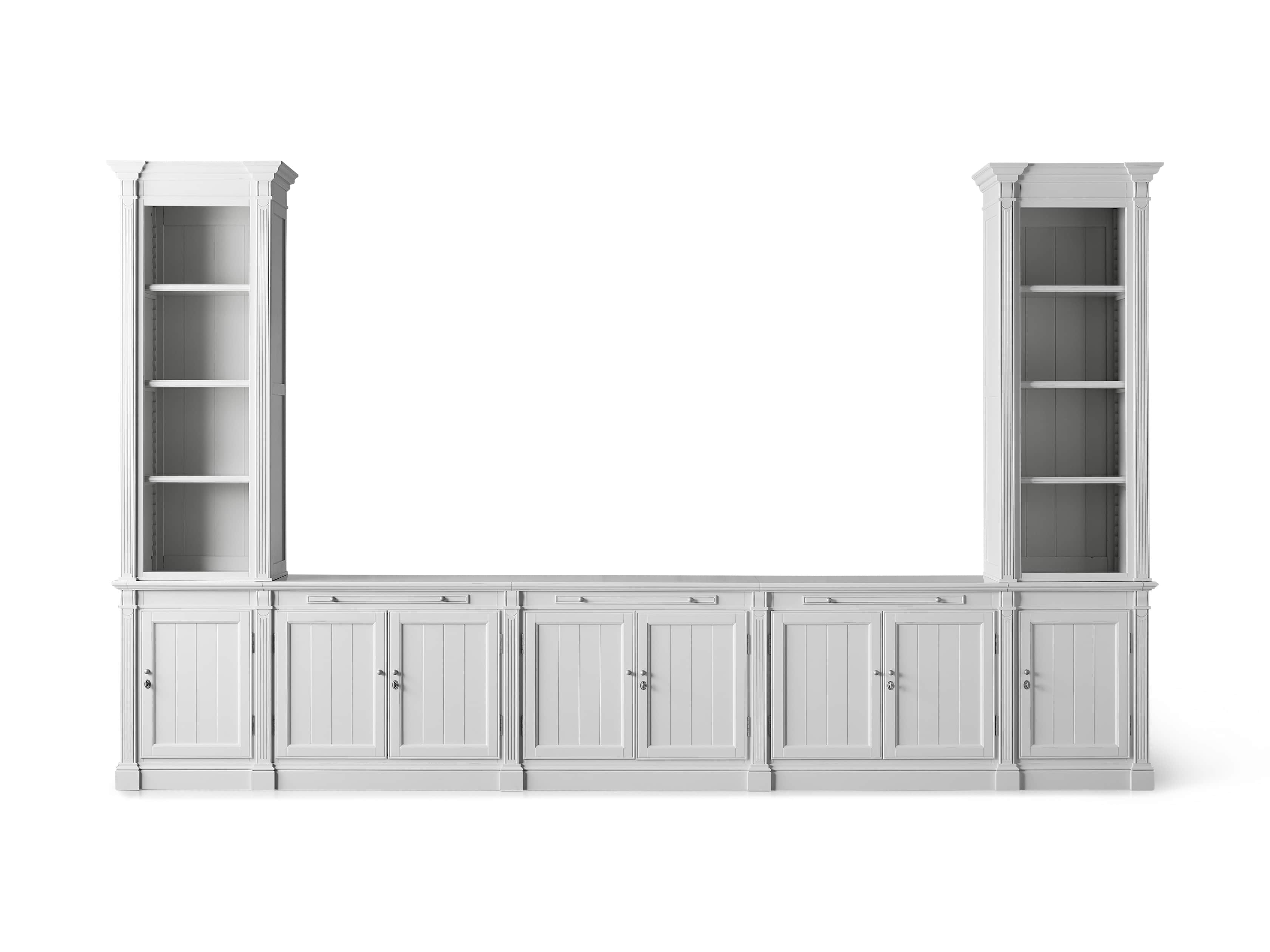 Athens Modular Large Media Console with Double Narrow Bookcases, slide 7 of 8