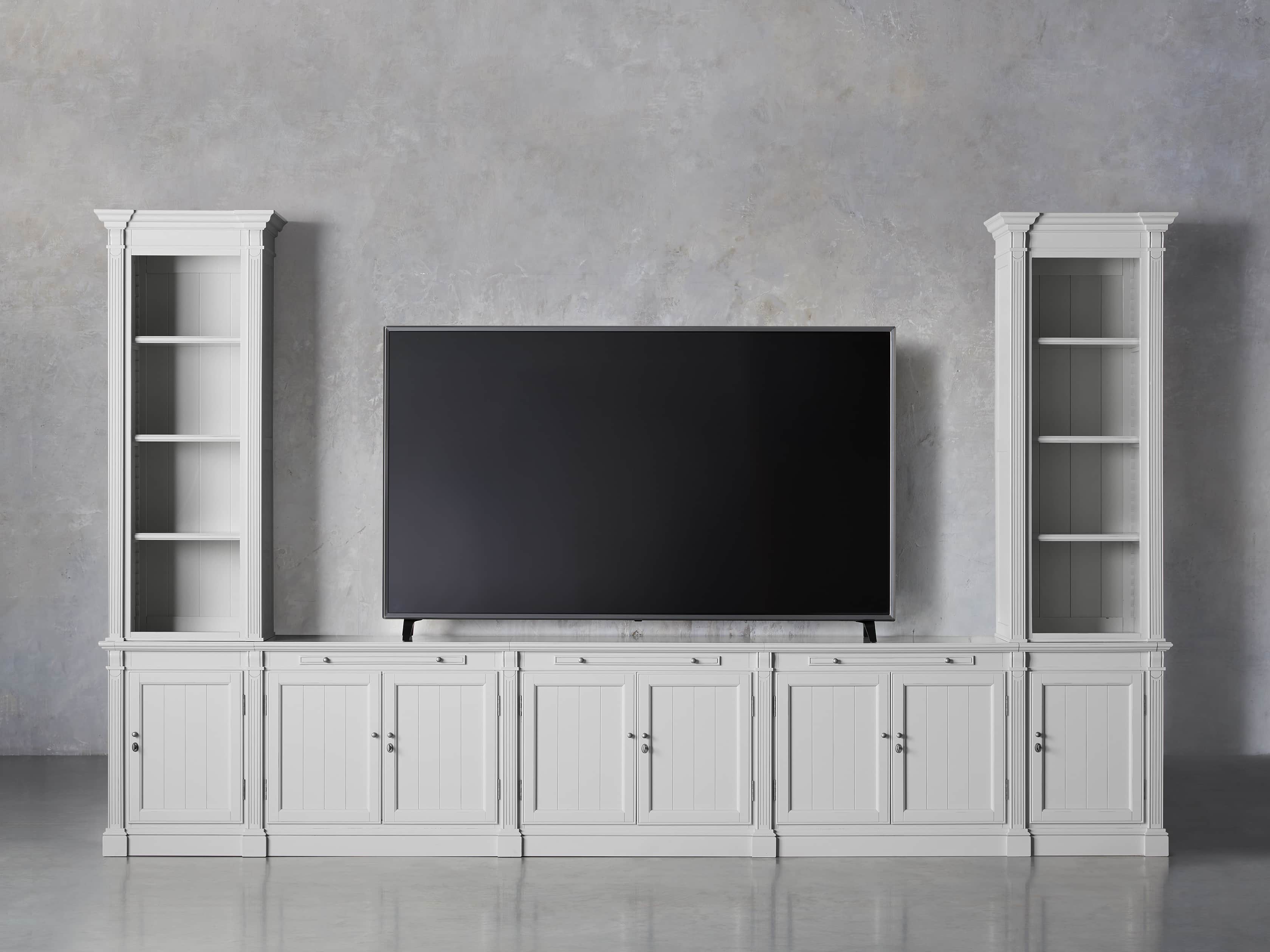 Athens Modular Large Media Console with Double Narrow Bookcases, slide 6 of 8