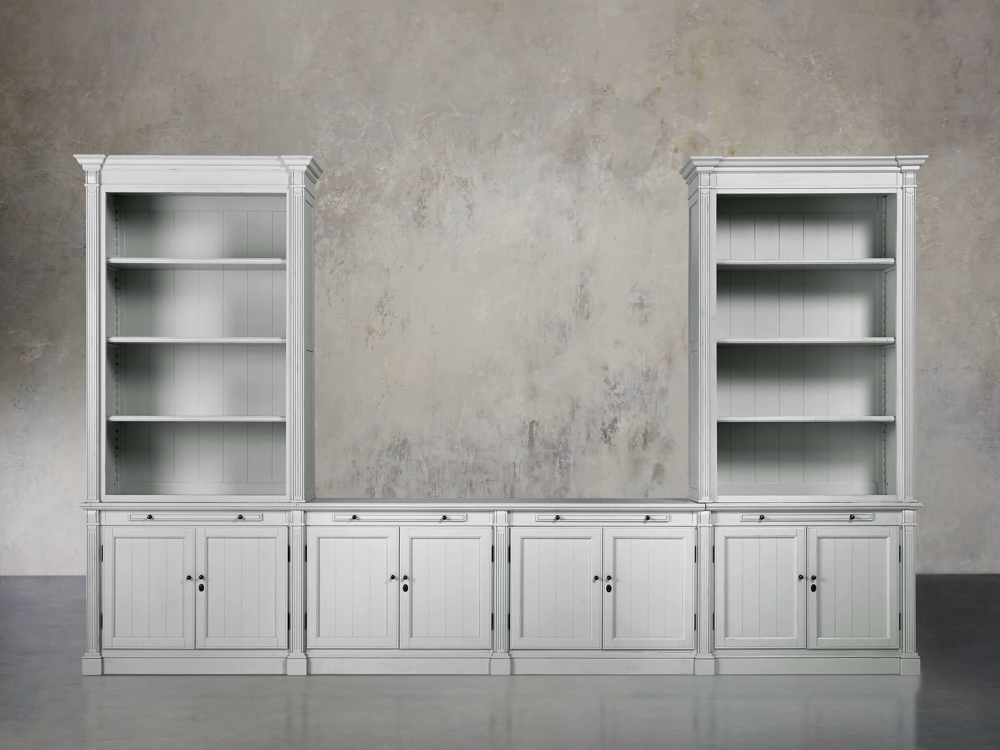 Athens Modular Media Console with Double Bookcases Arhaus