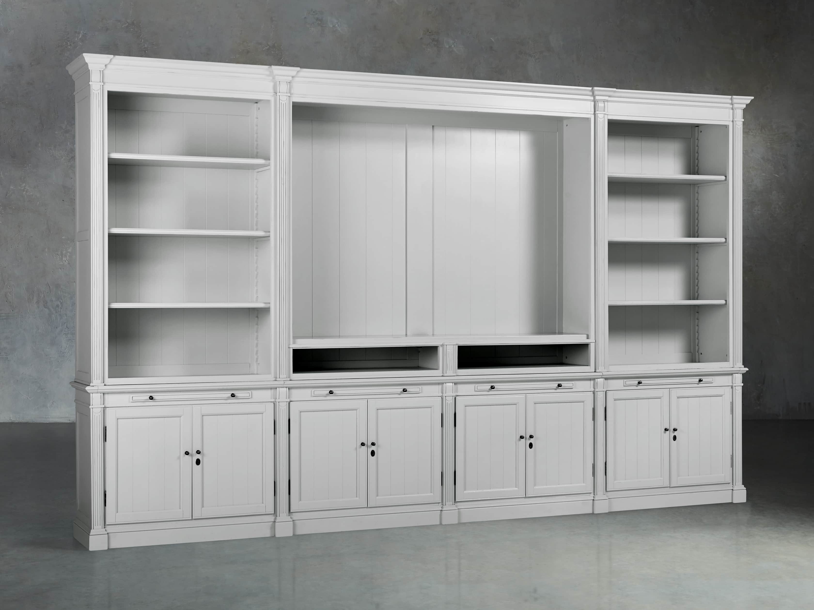 Athens Modular Media Cabinet With Double Bookcases in Nimbus, slide 2 of 7