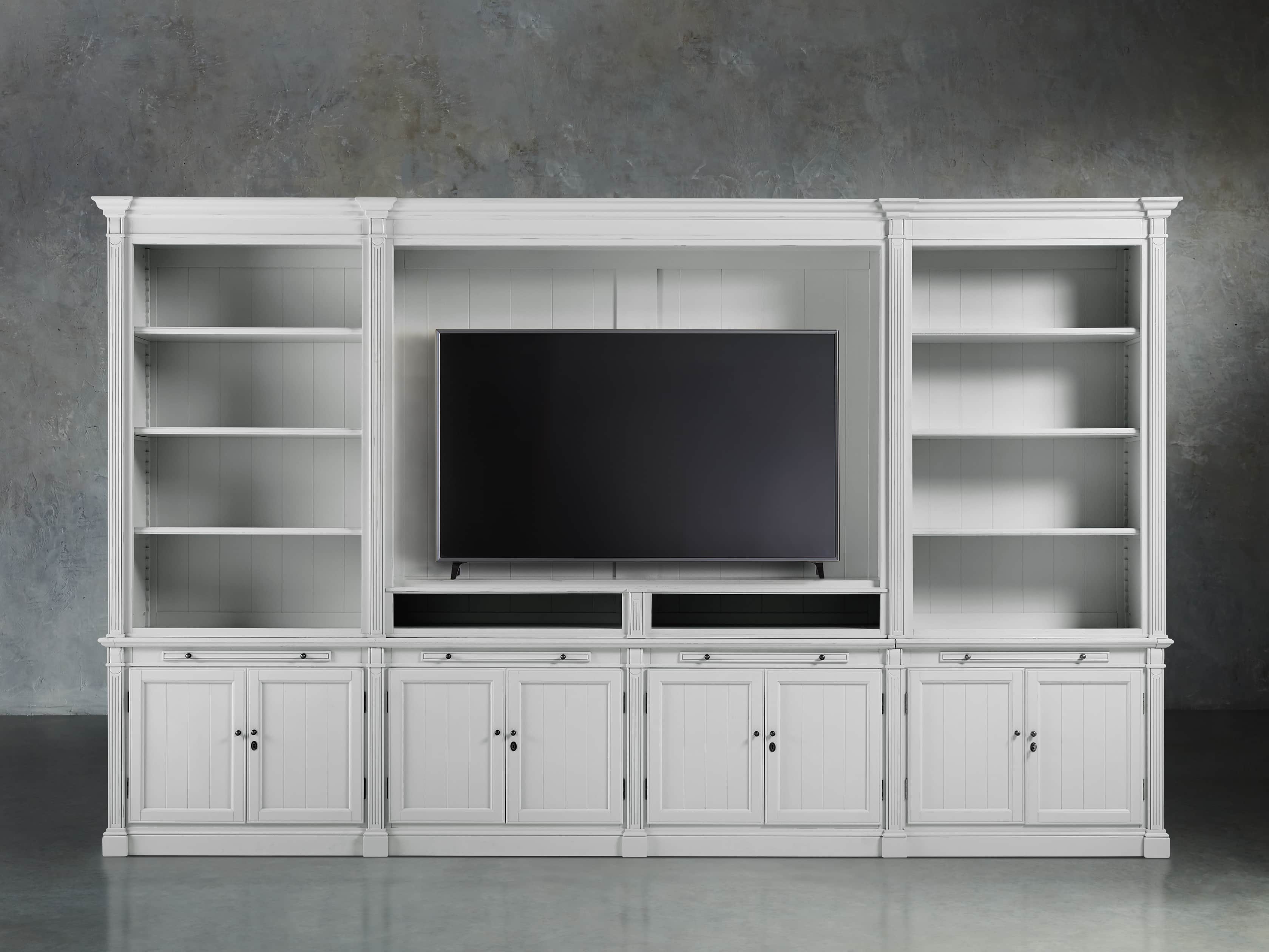 Athens Modular Media Cabinet With Double Bookcases in Nimbus, slide 4 of 7