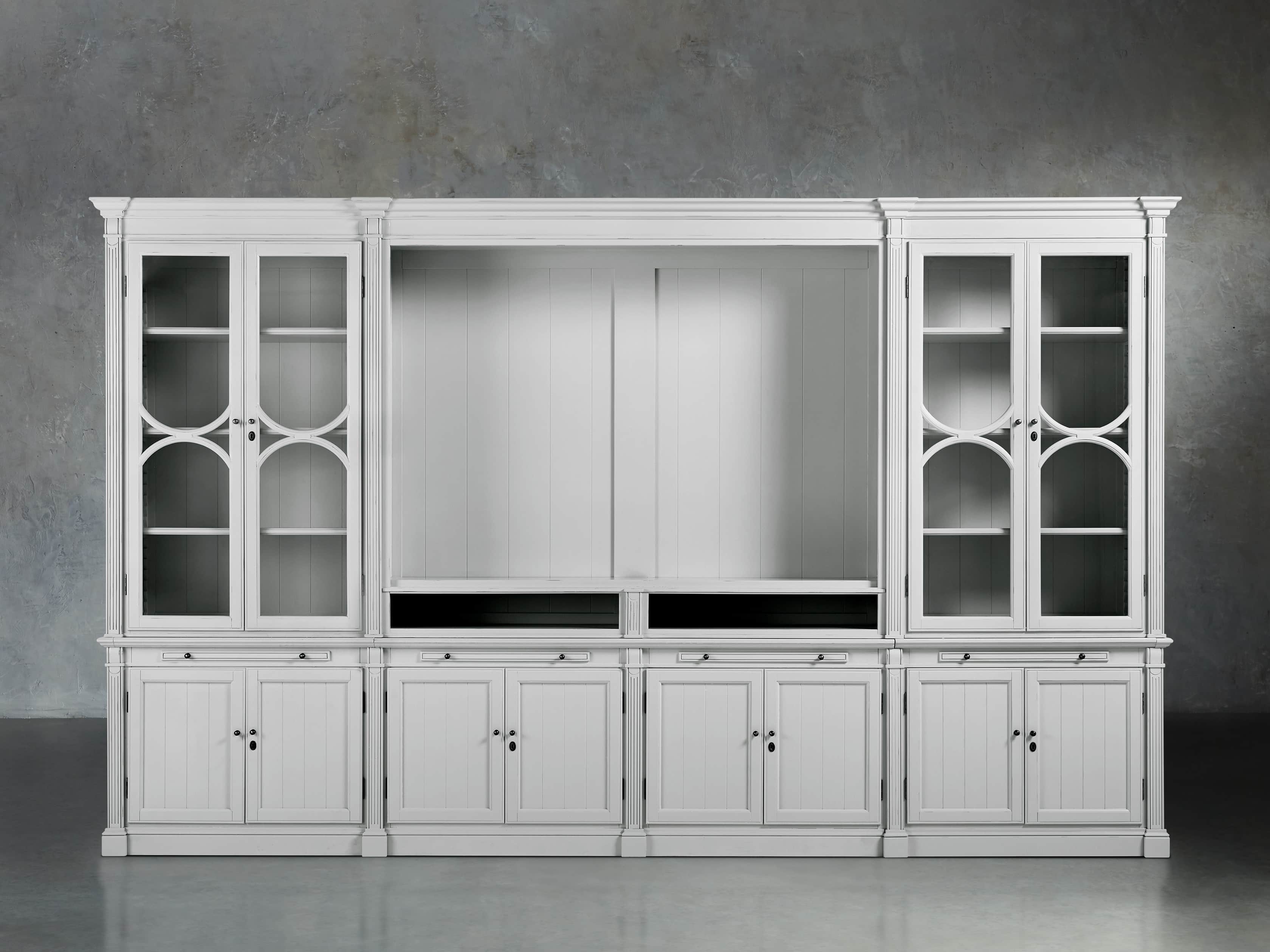 Athens Modular Media Cabinet With Double Display Cabinets in Nimbus