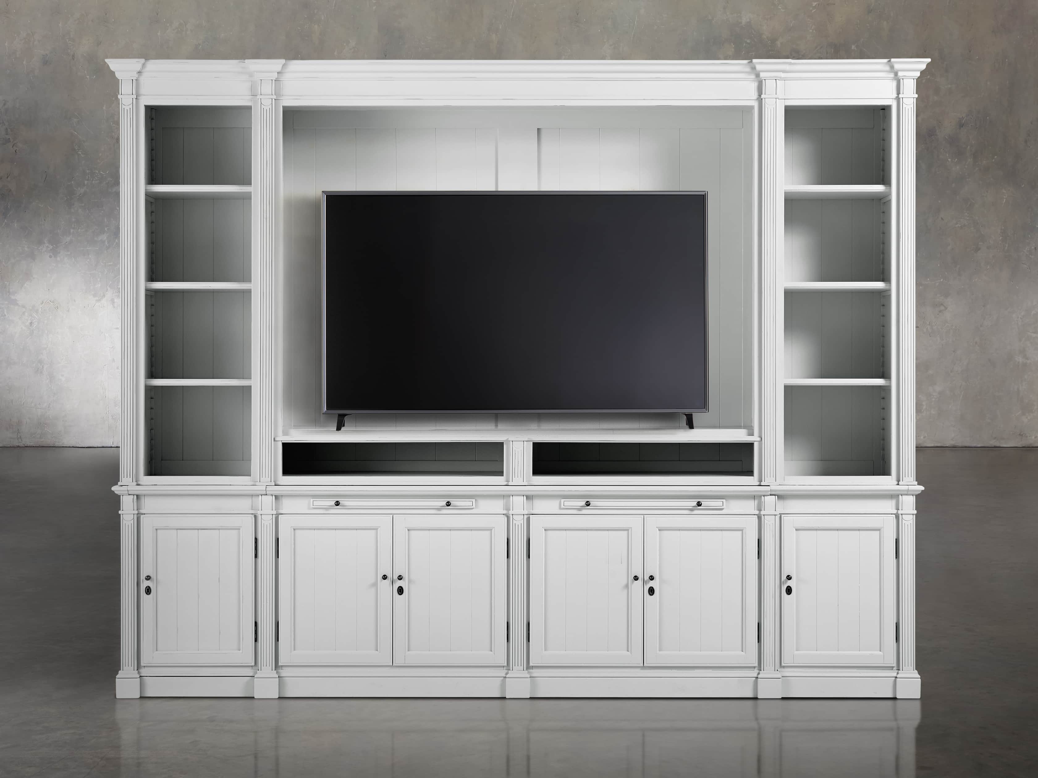 Athens Modular Media Cabinet With Double Narrow Bookcases in Nimbus, slide 4 of 6