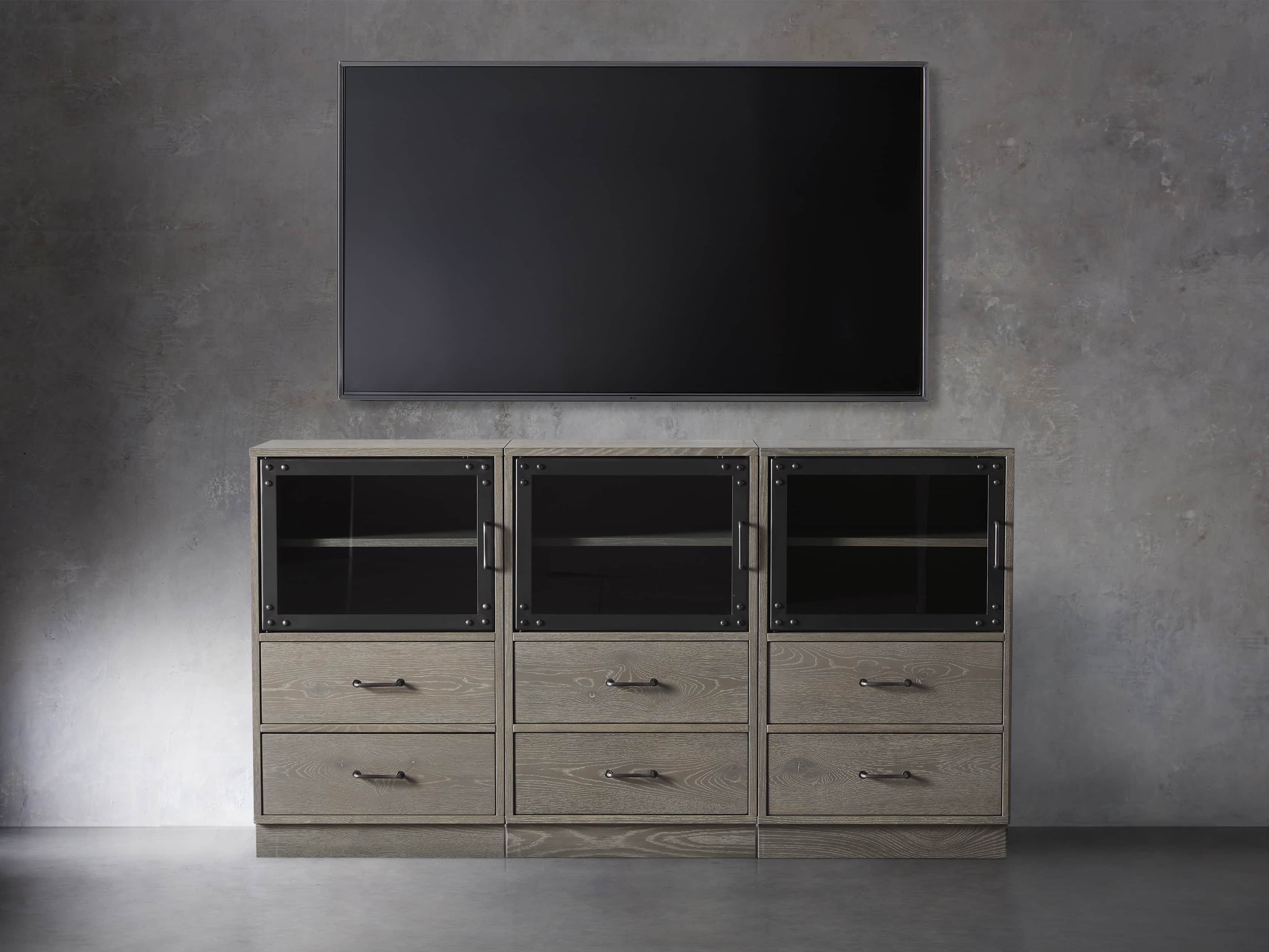 Curiosity 66" Display Media Wall Unit in Pebble Grey, slide 3 of 4