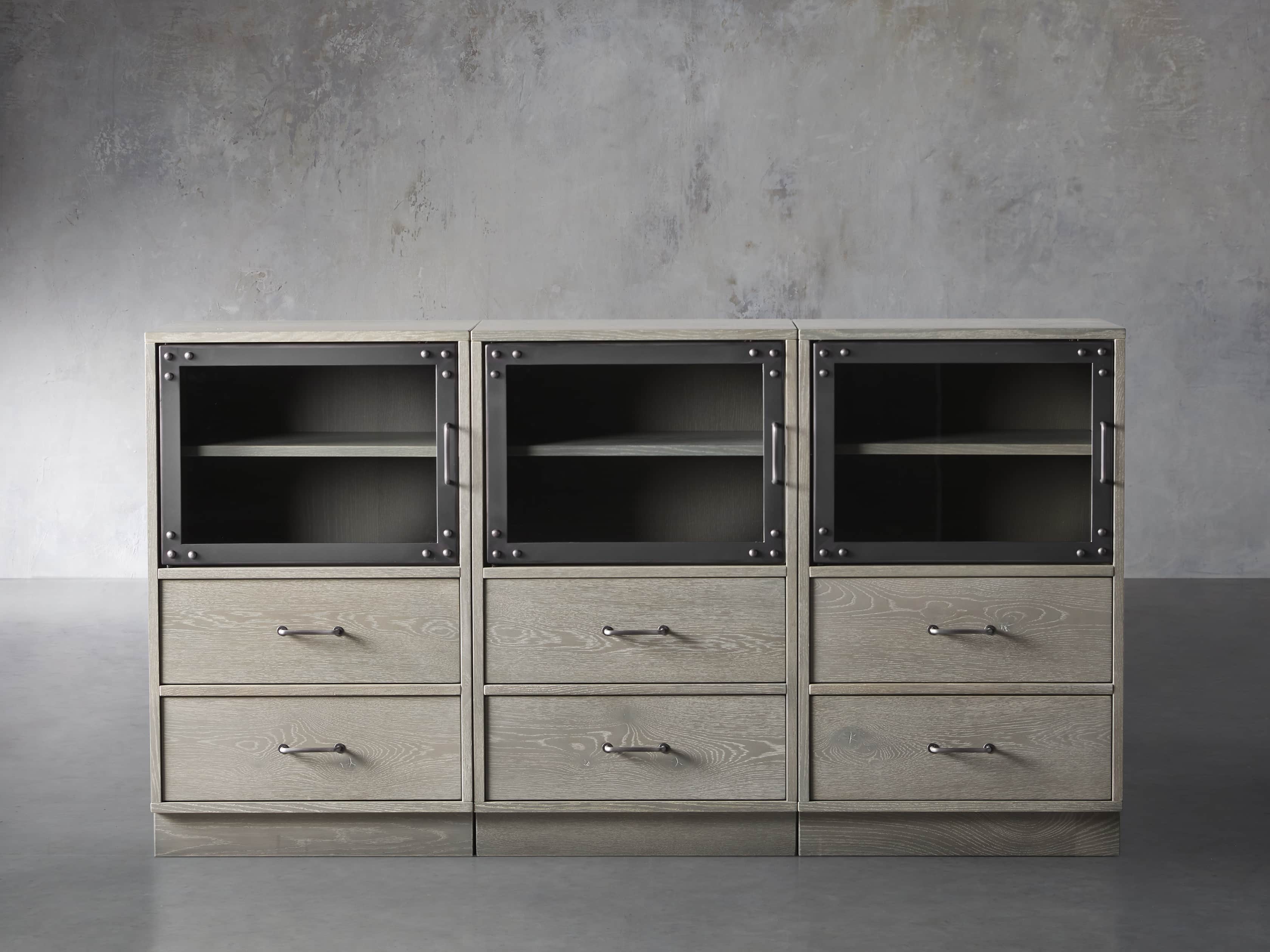 Curiosity 66" Display Media Wall Unit in Pebble Grey, slide 1 of 4