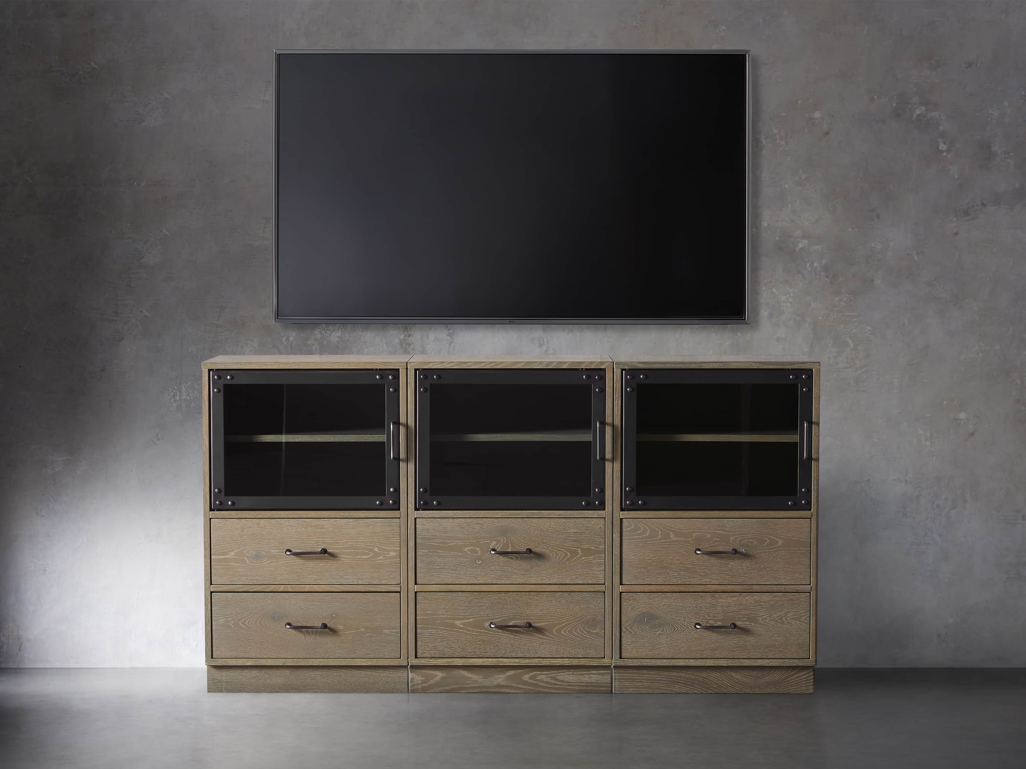 Curiosity 66" Display Media Wall Unit in Natural, slide 3 of 4