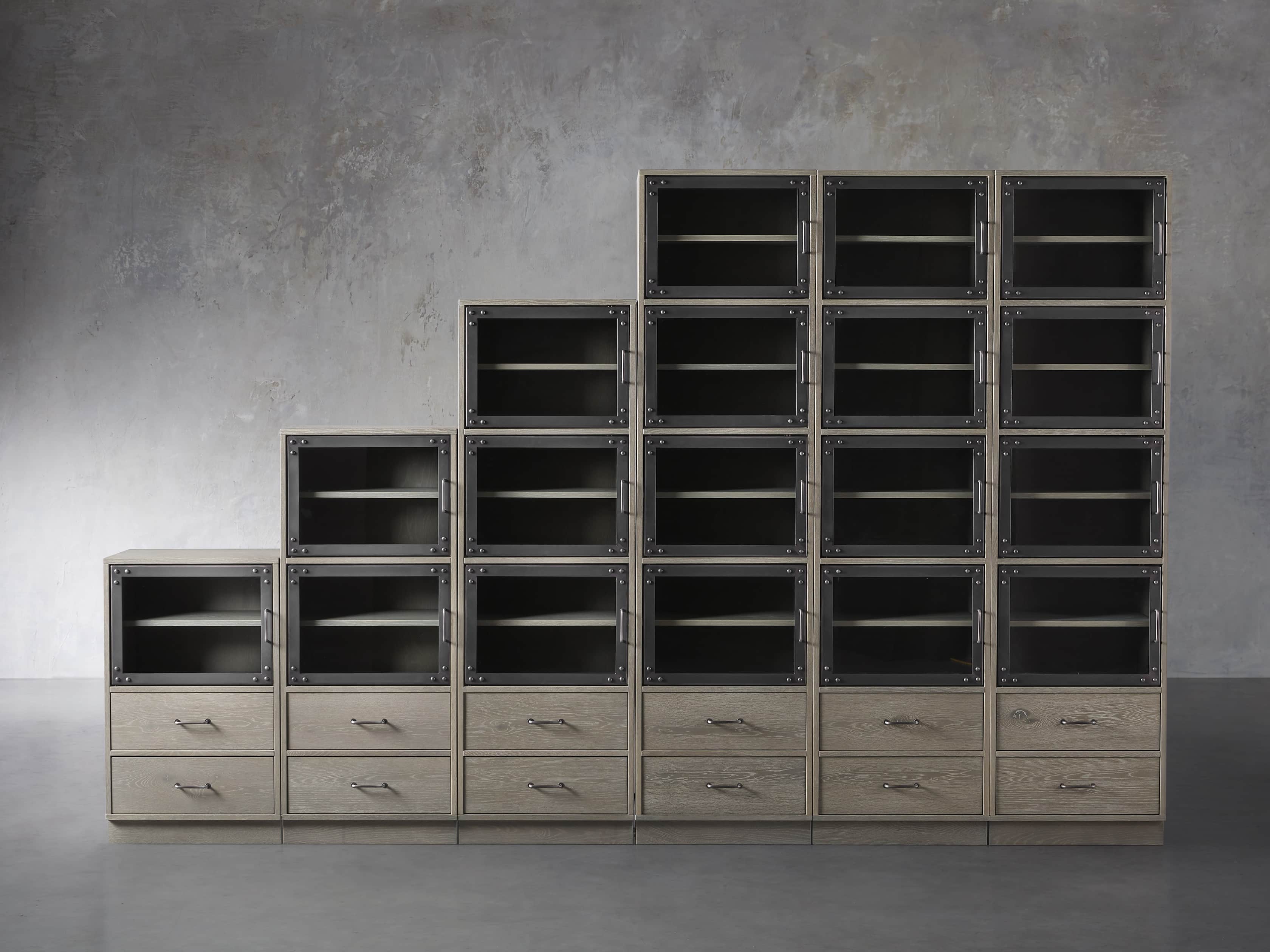 Curiosity 132" Ascending Wall Unit in Pebble Grey, slide 1 of 3
