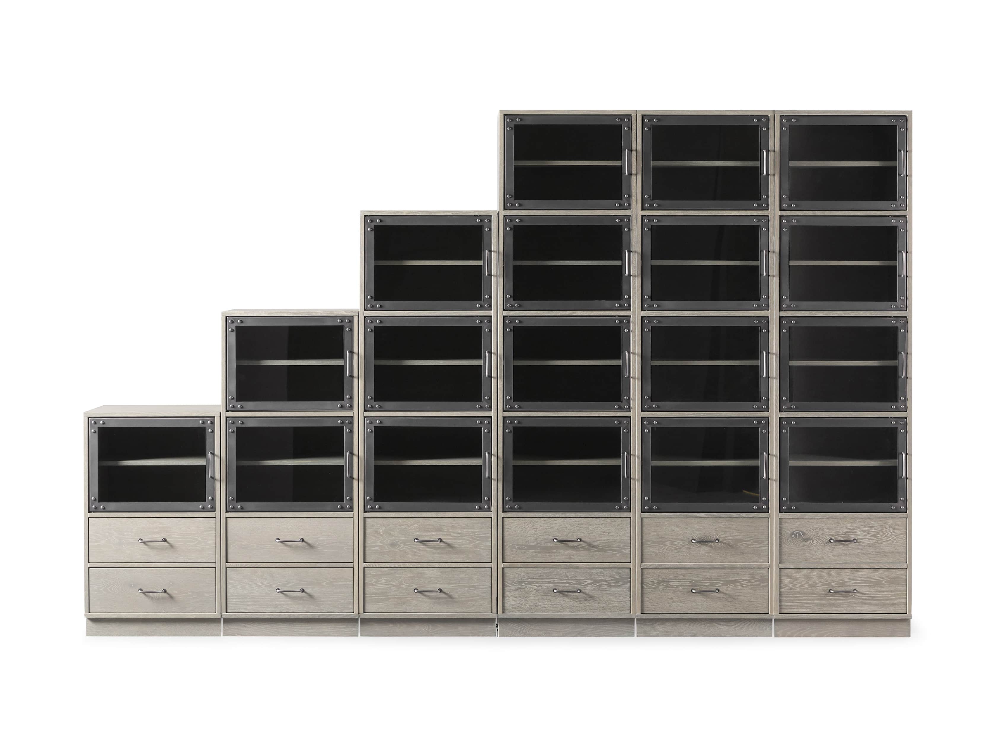 Curiosity 132" Ascending Wall Unit in Pebble Grey, slide 3 of 3