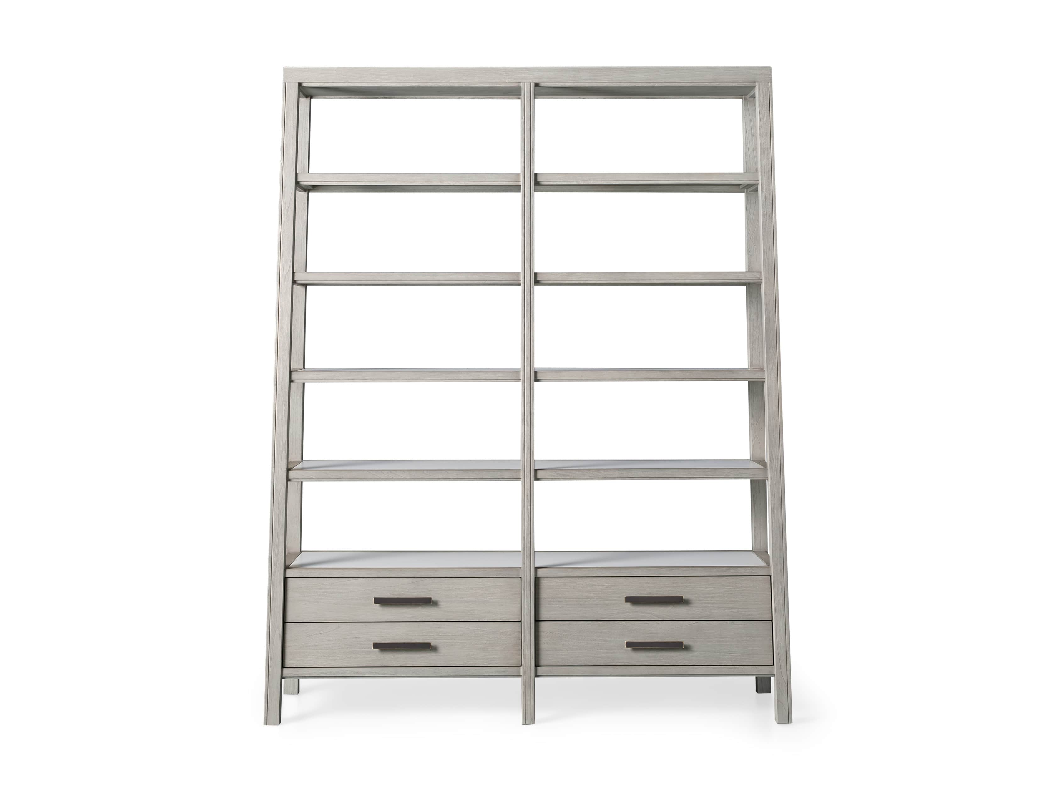 Euclid 64.25" Double Bookcase in Boulder Grey, slide 5 of 5
