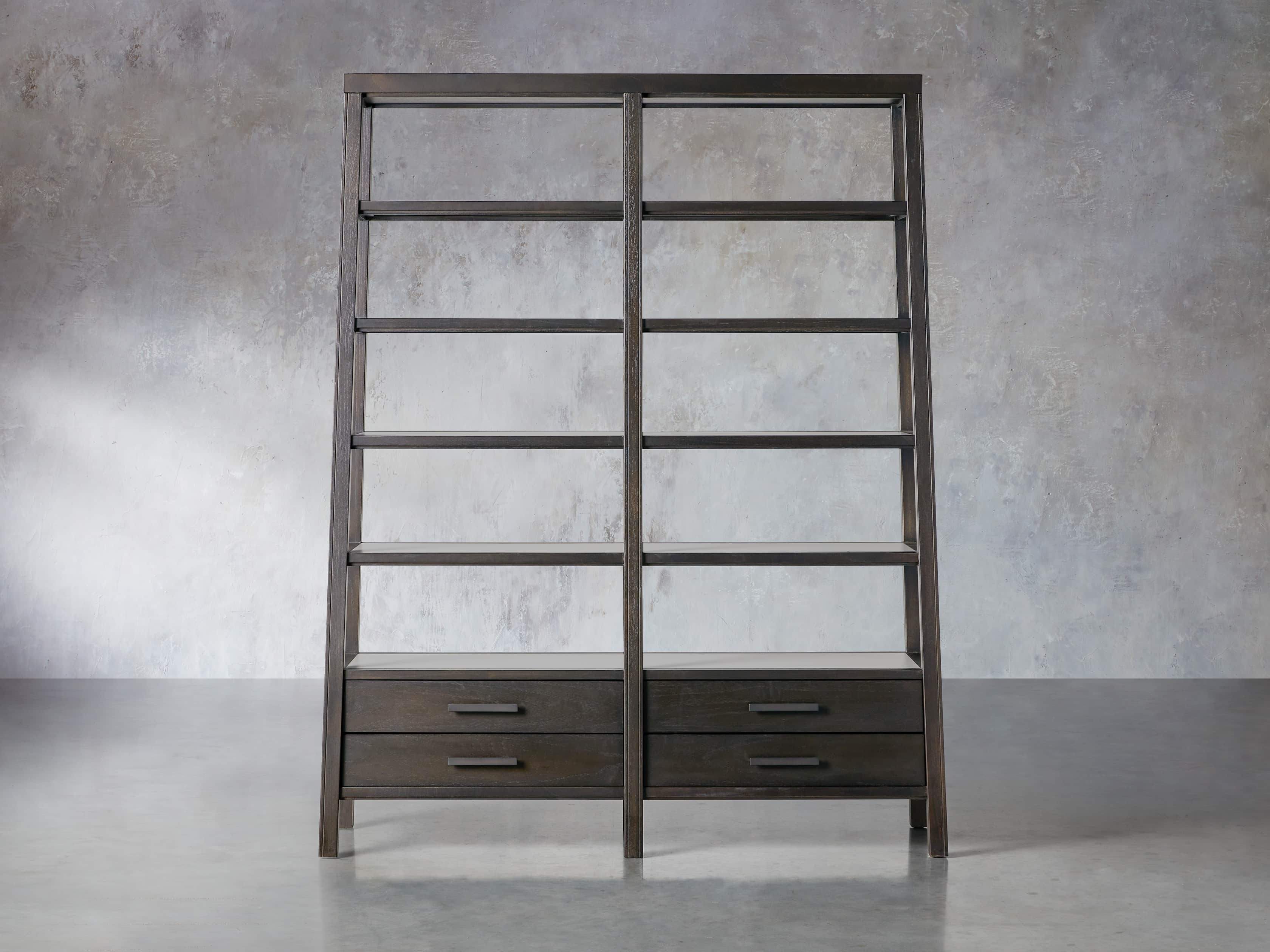 Euclid 64.25" Double Bookcase in Ristretto, slide 1 of 4
