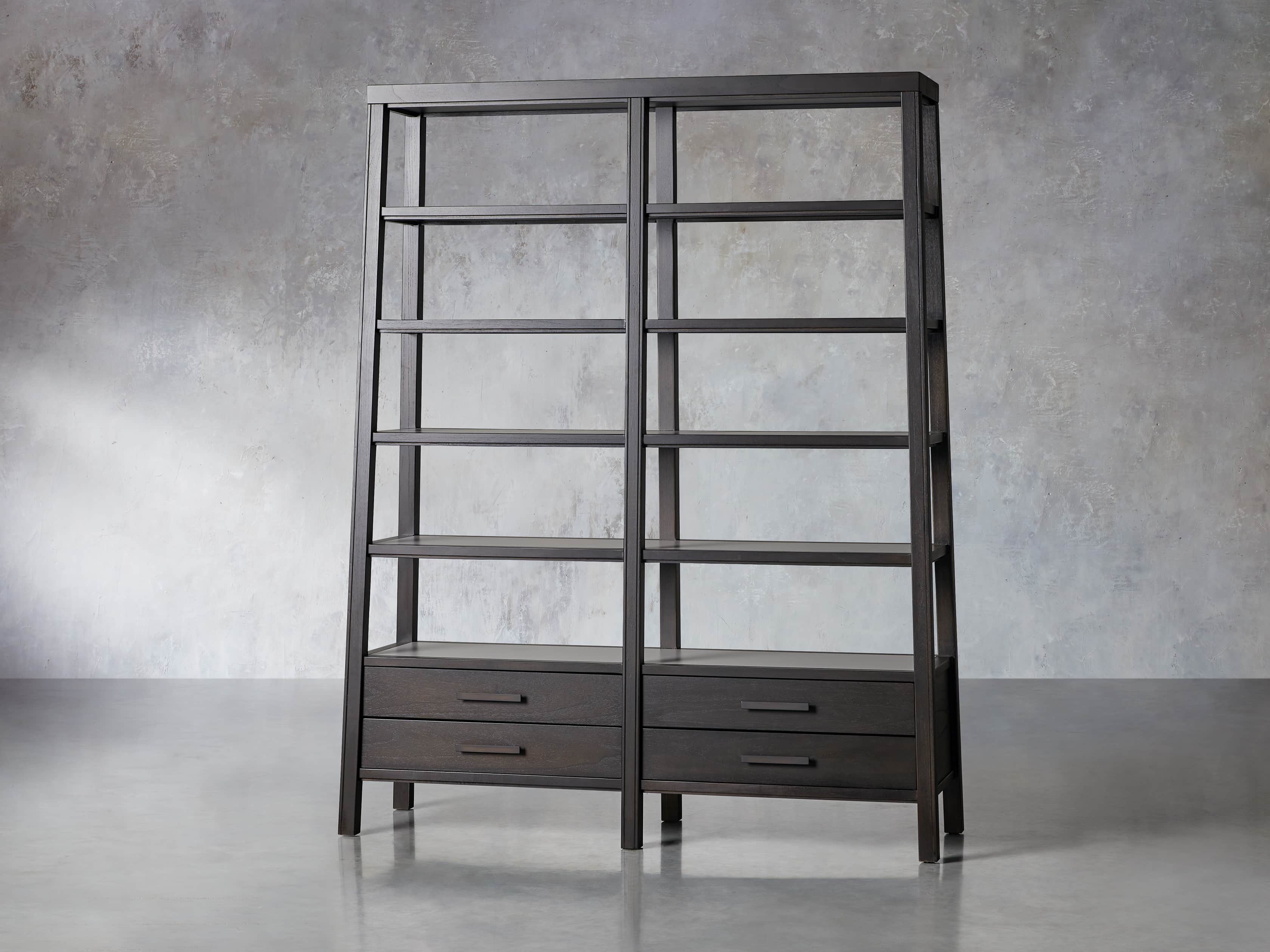 Euclid 64.25" Double Bookcase in Ristretto, slide 2 of 4