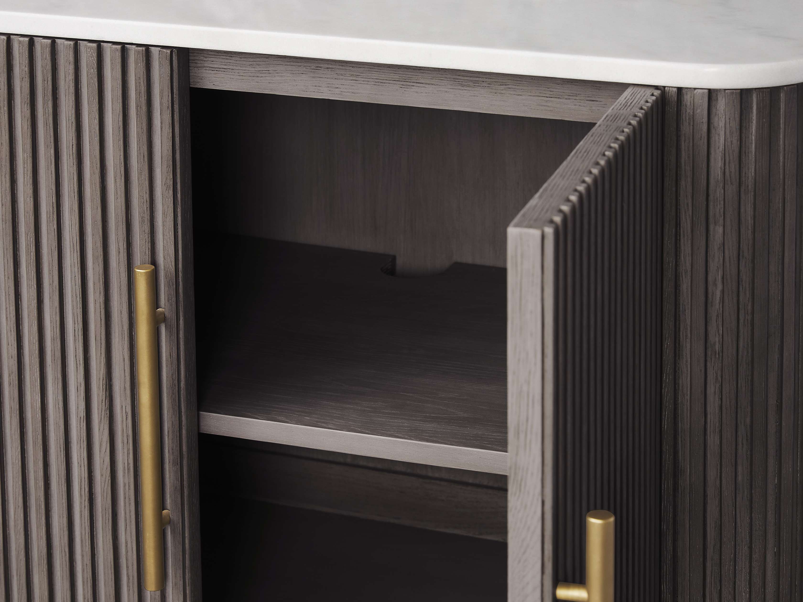 Finnley 36" 2 Door Cabinet in Liath Smoke with Marble Top, slide 4 of 6