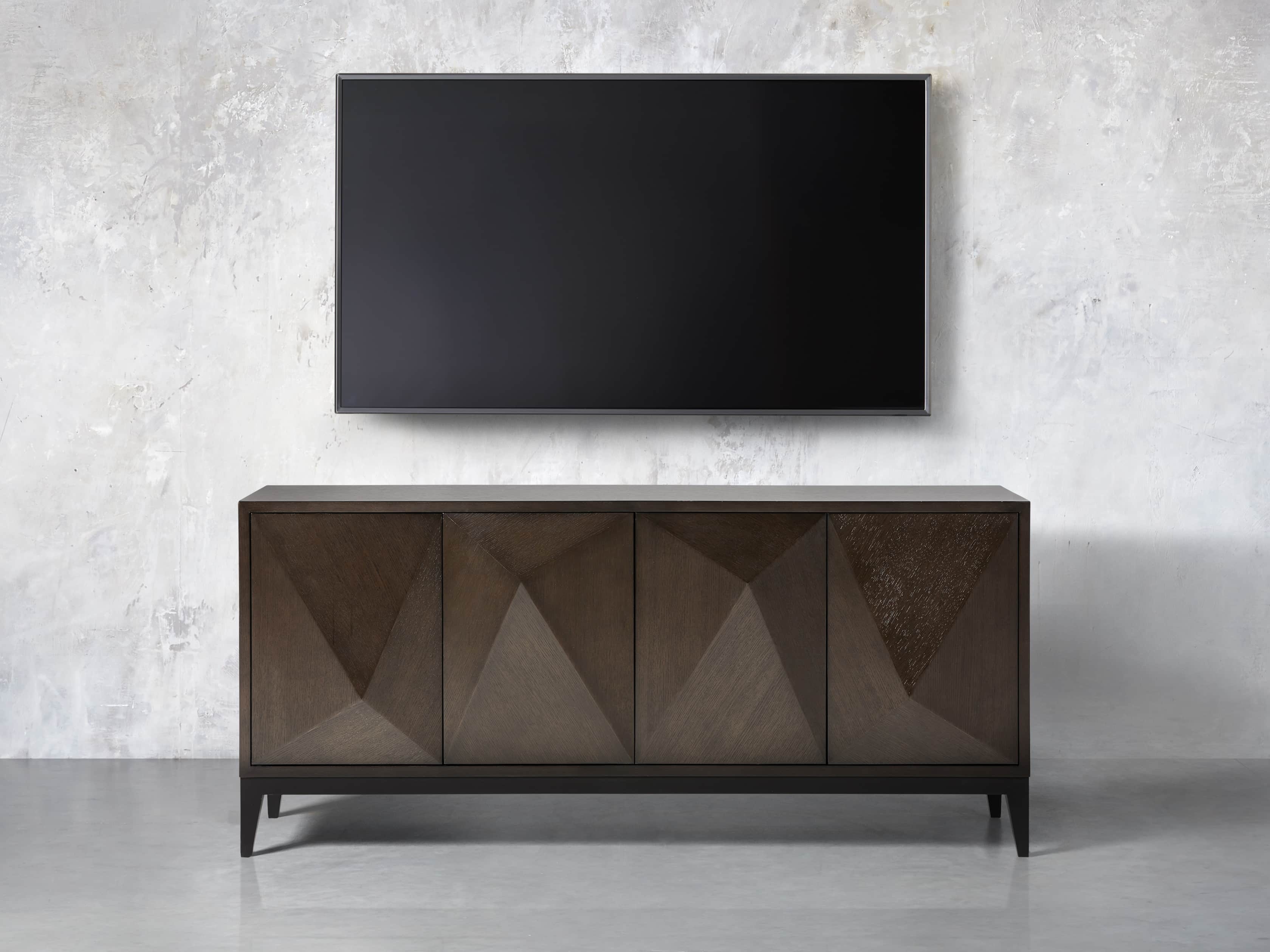 Geometric Media Cabinet in Jepara Espresso