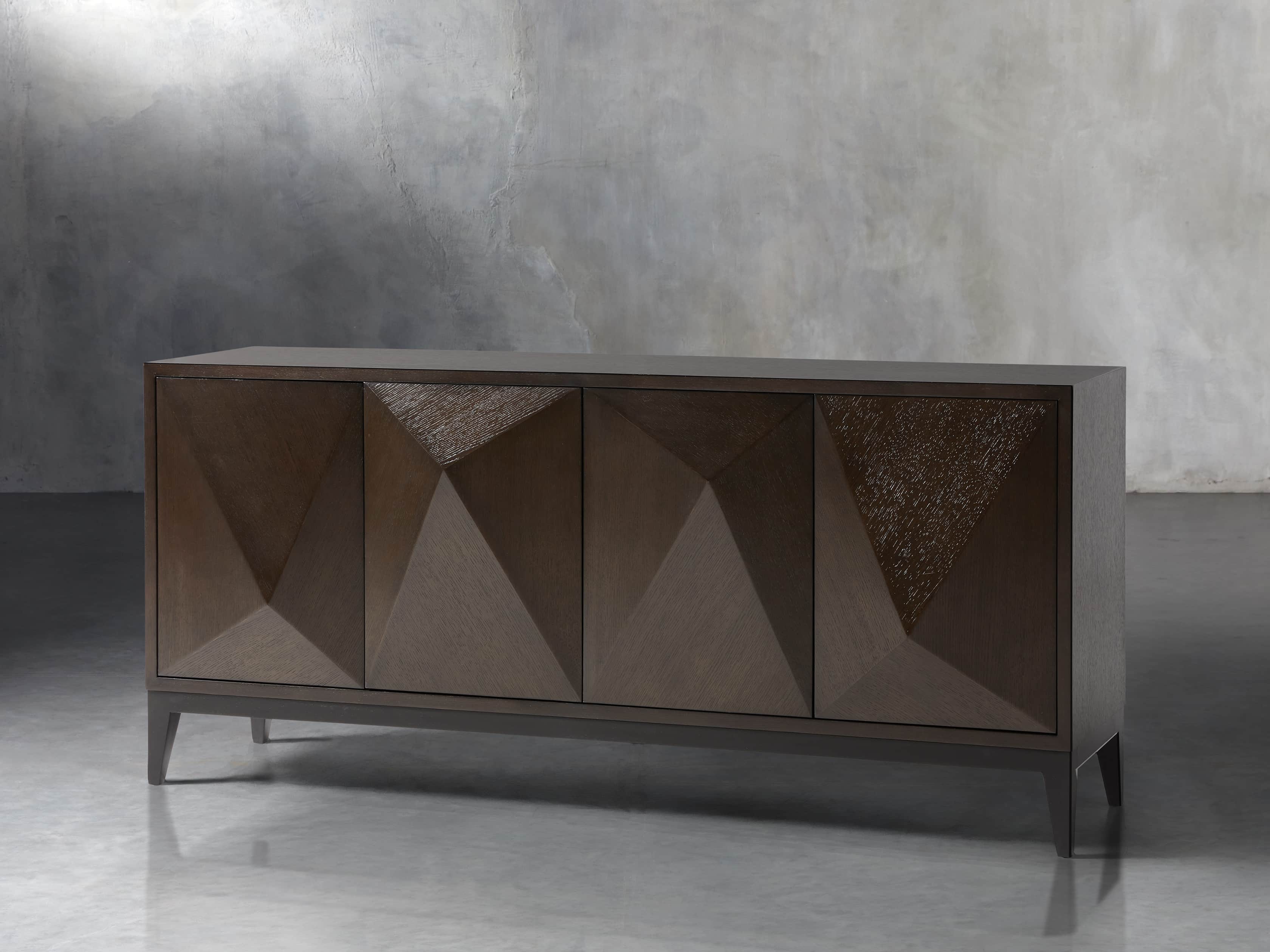 Geometric Media Cabinet in Jepara Espresso