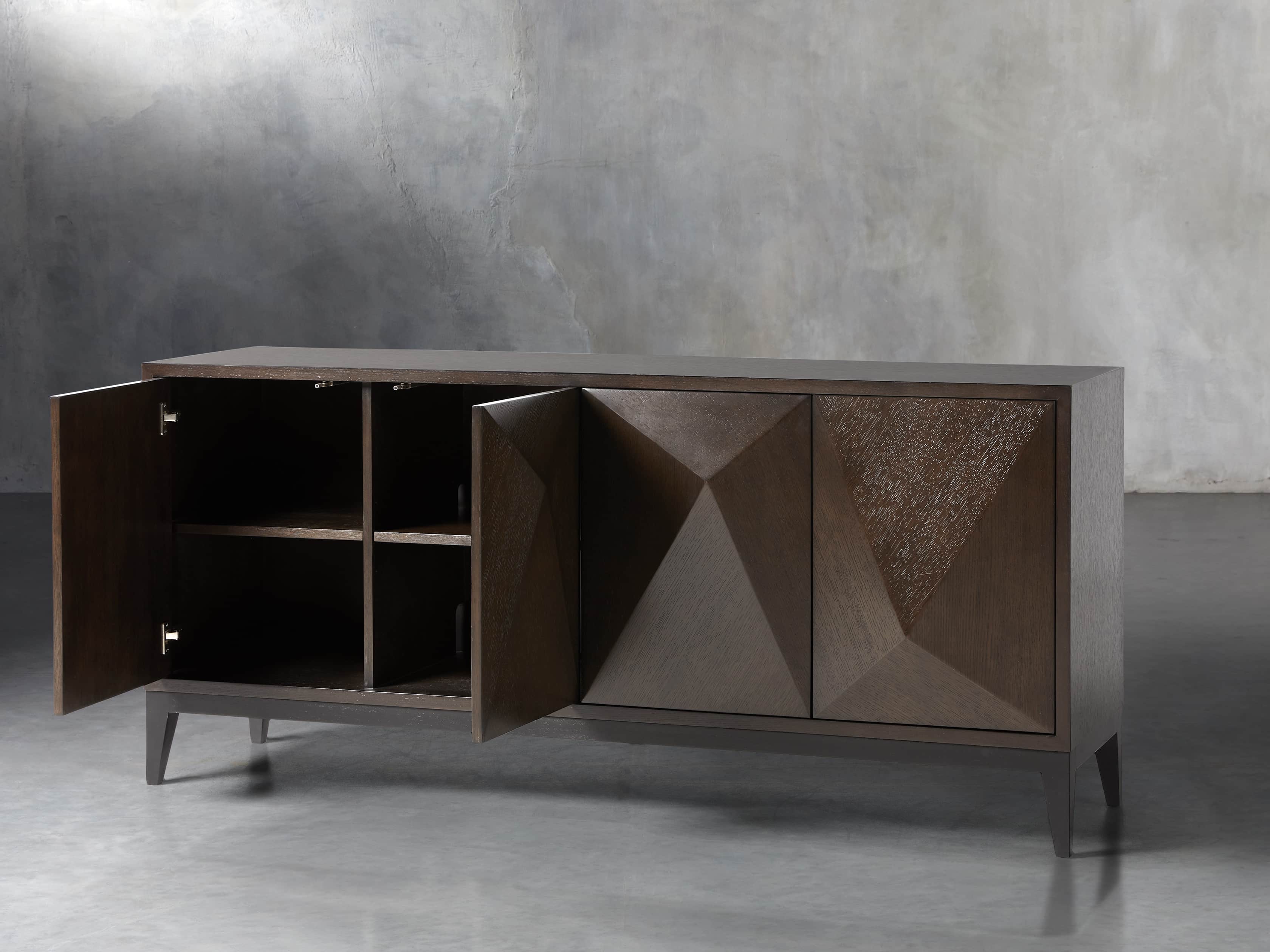 Geometric Media Cabinet in Jepara Espresso