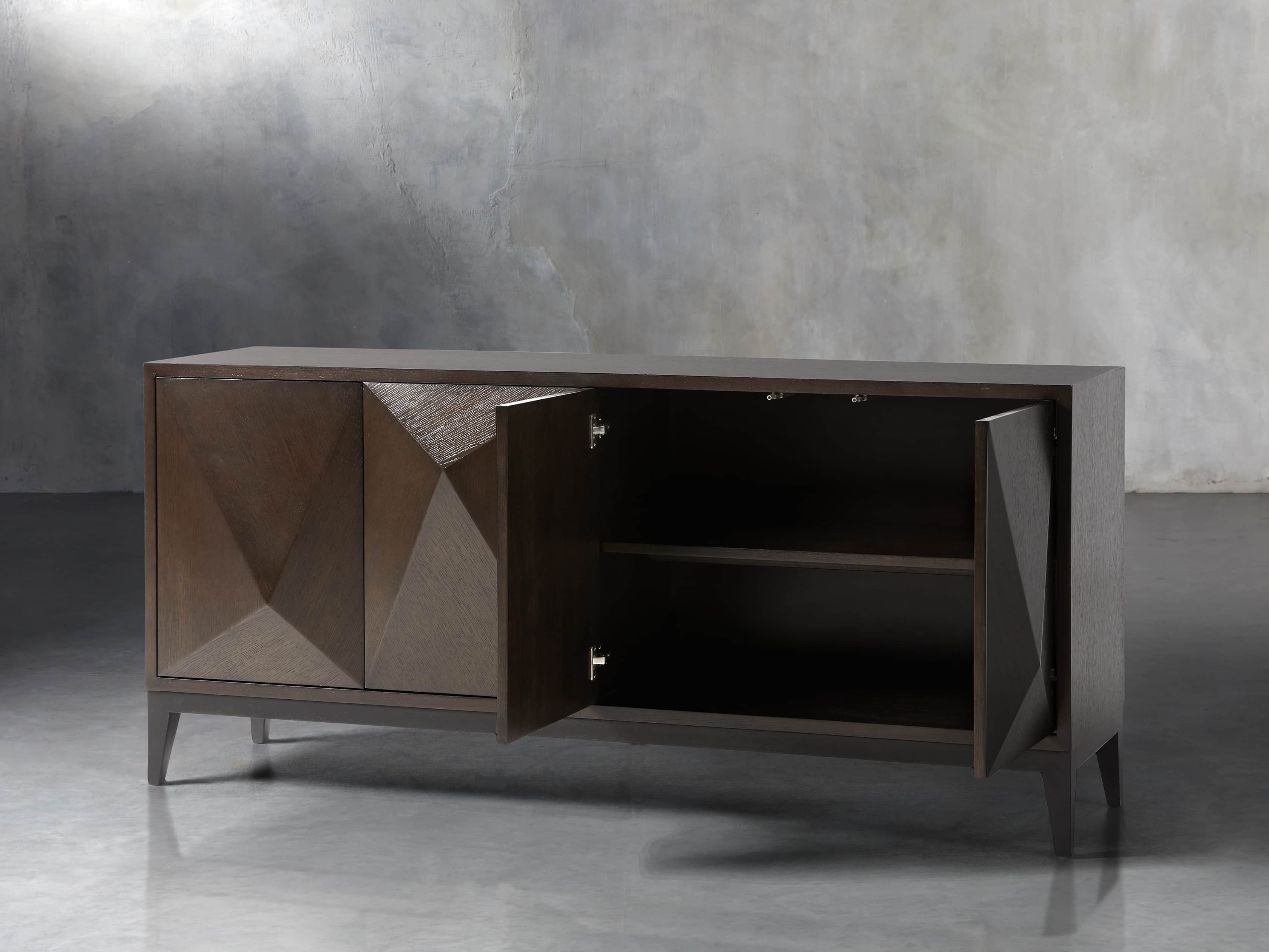 Geometric Media Cabinet in Jepara Espresso