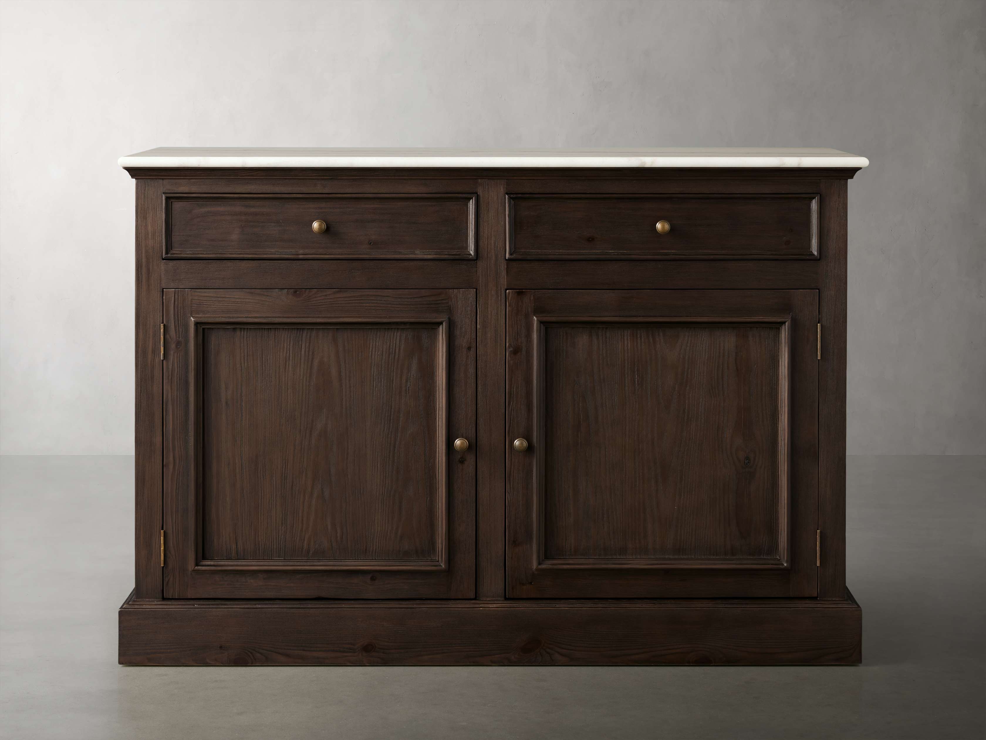 Arhaus Kensington 52" Mocha Wood Door Buffet with White Marble The