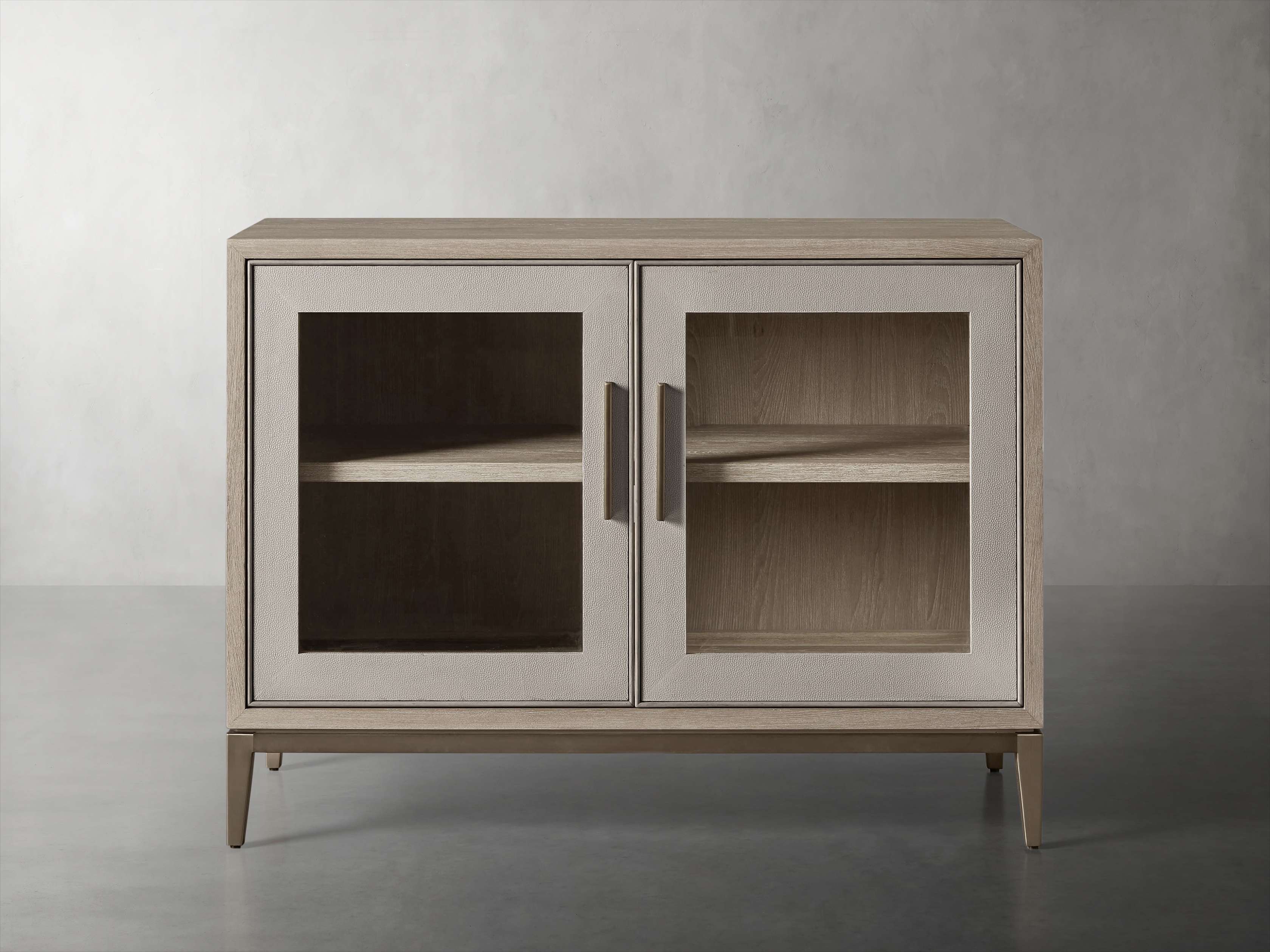 Malone 43" Two Door Cabinet with Glass Doors in Shagreen Bone, slide 1 of 8