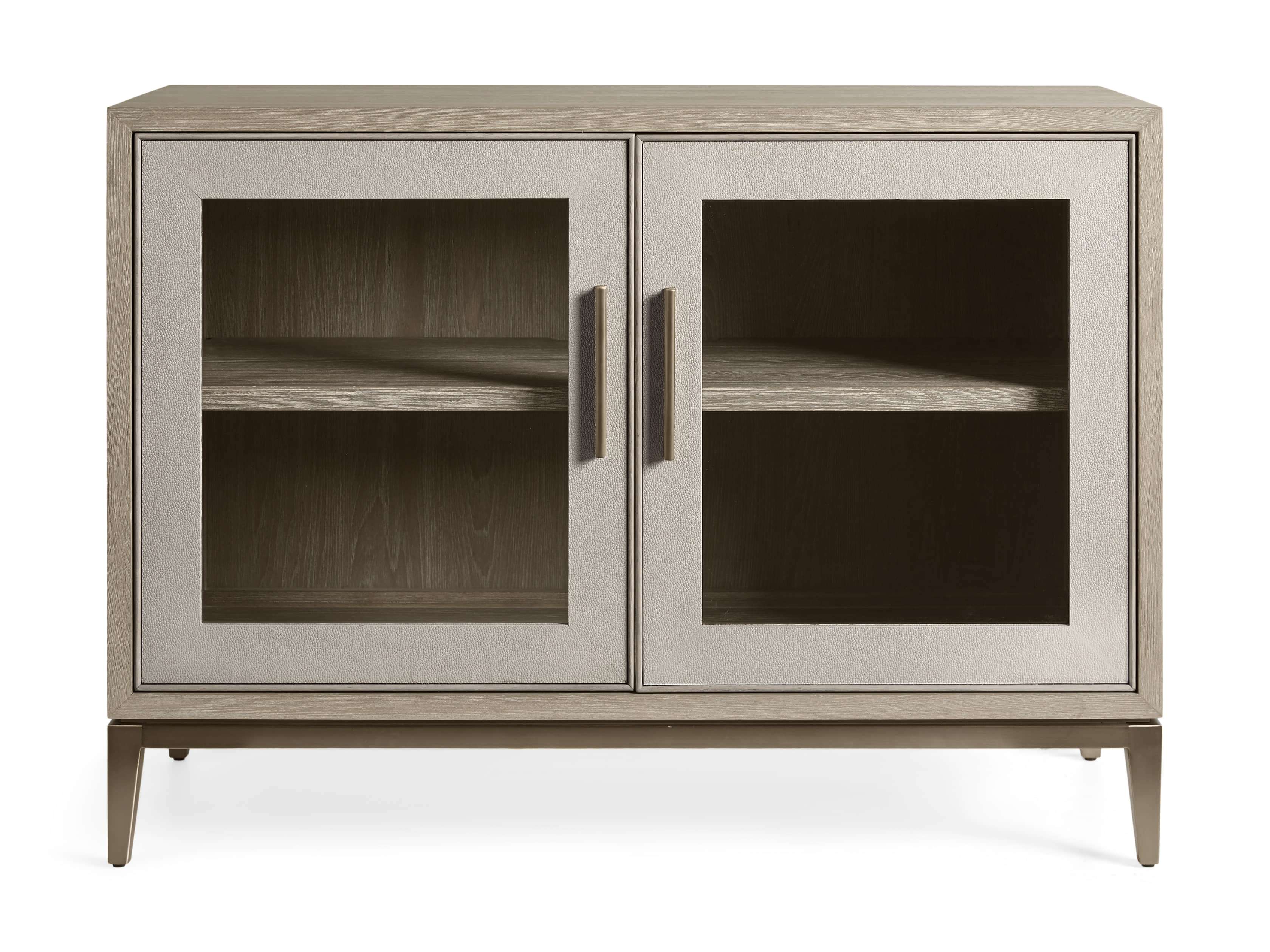 Malone 43" Two Door Cabinet with Glass Doors in Shagreen Bone, slide 7 of 8
