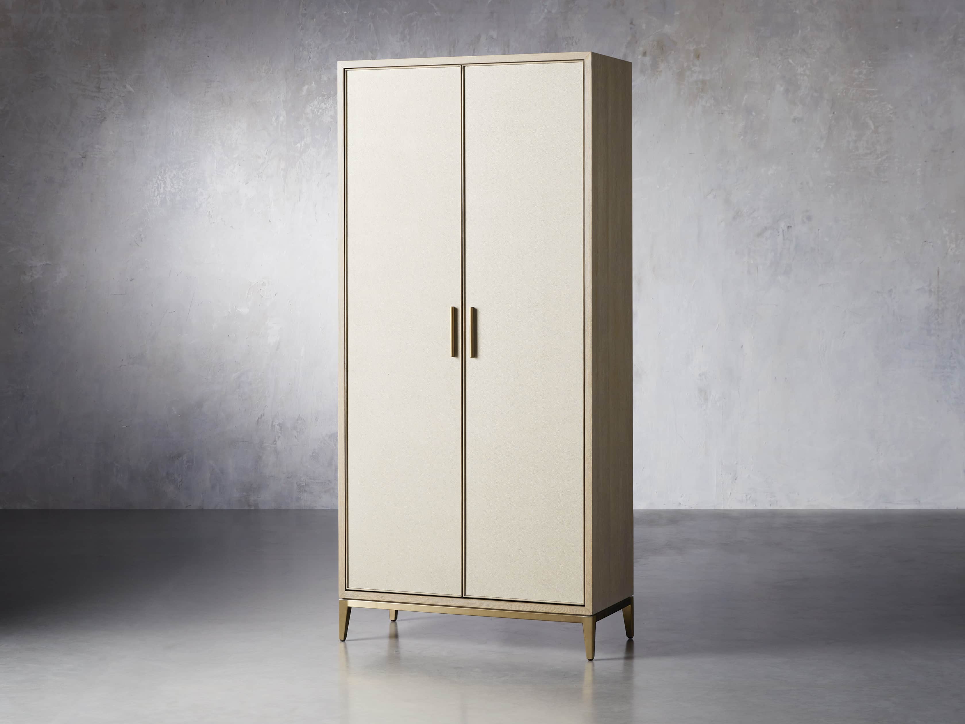 Malone 38" Display Cabinet in Shagreen Bone, slide 2 of 9