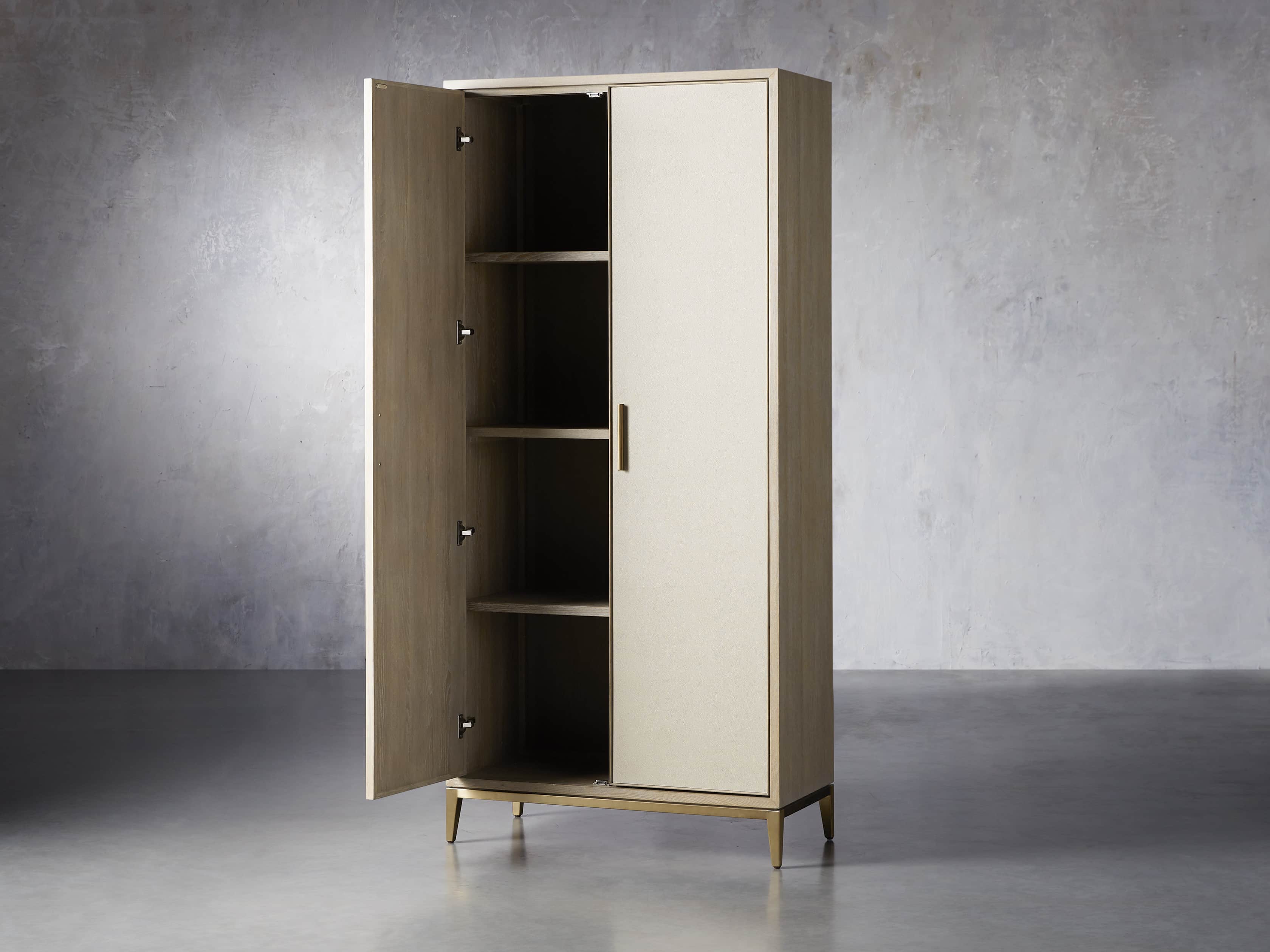 Malone 38" Display Cabinet in Shagreen Bone, slide 3 of 9