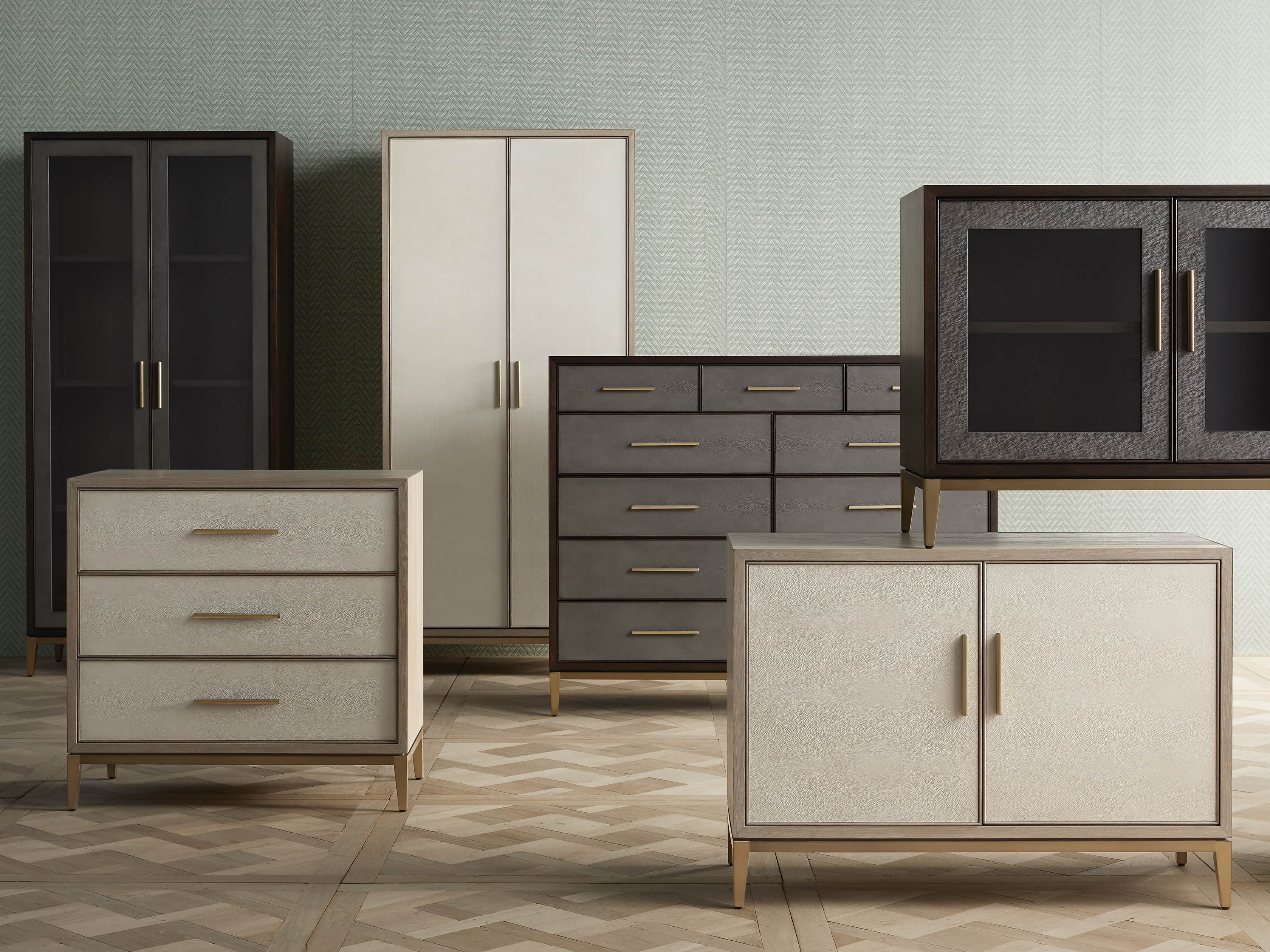 Malone 38" Display Cabinet in Shagreen Bone, slide 7 of 9