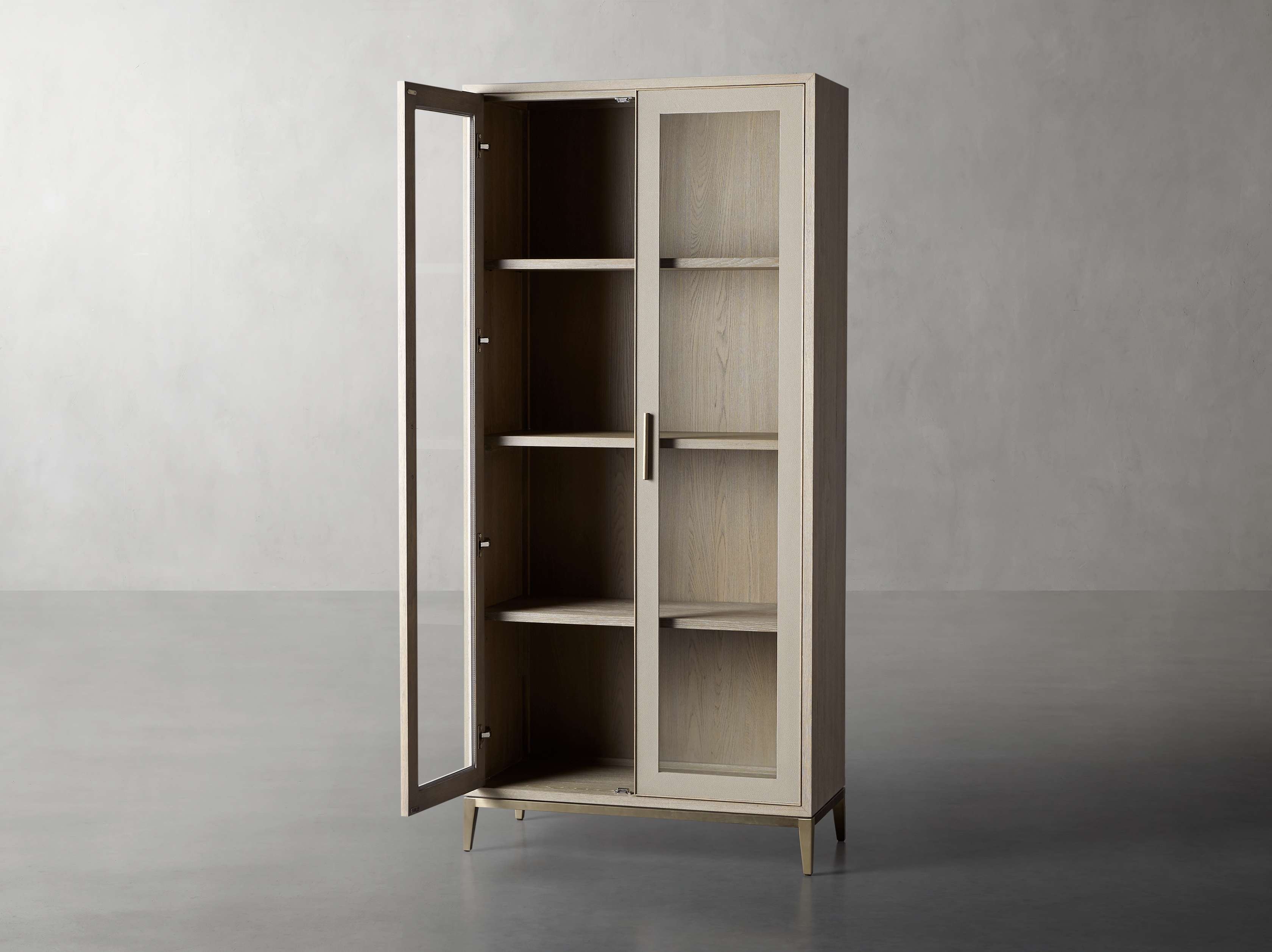 Malone 38" Display Cabinet with Glass Doors in Shagreen Bone, slide 3 of 8