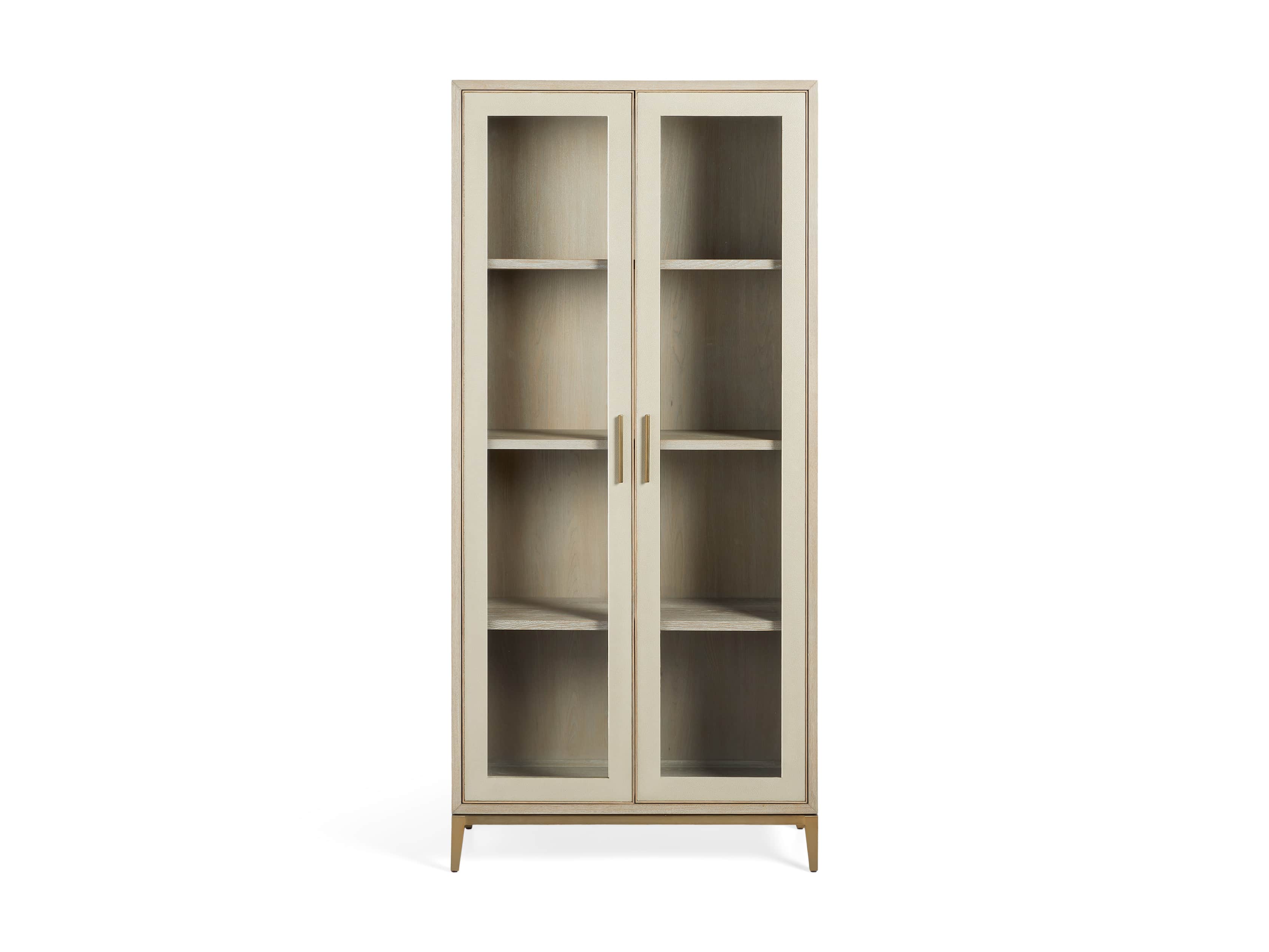 Malone 38" Display Cabinet with Glass Doors in Shagreen Bone, slide 7 of 8