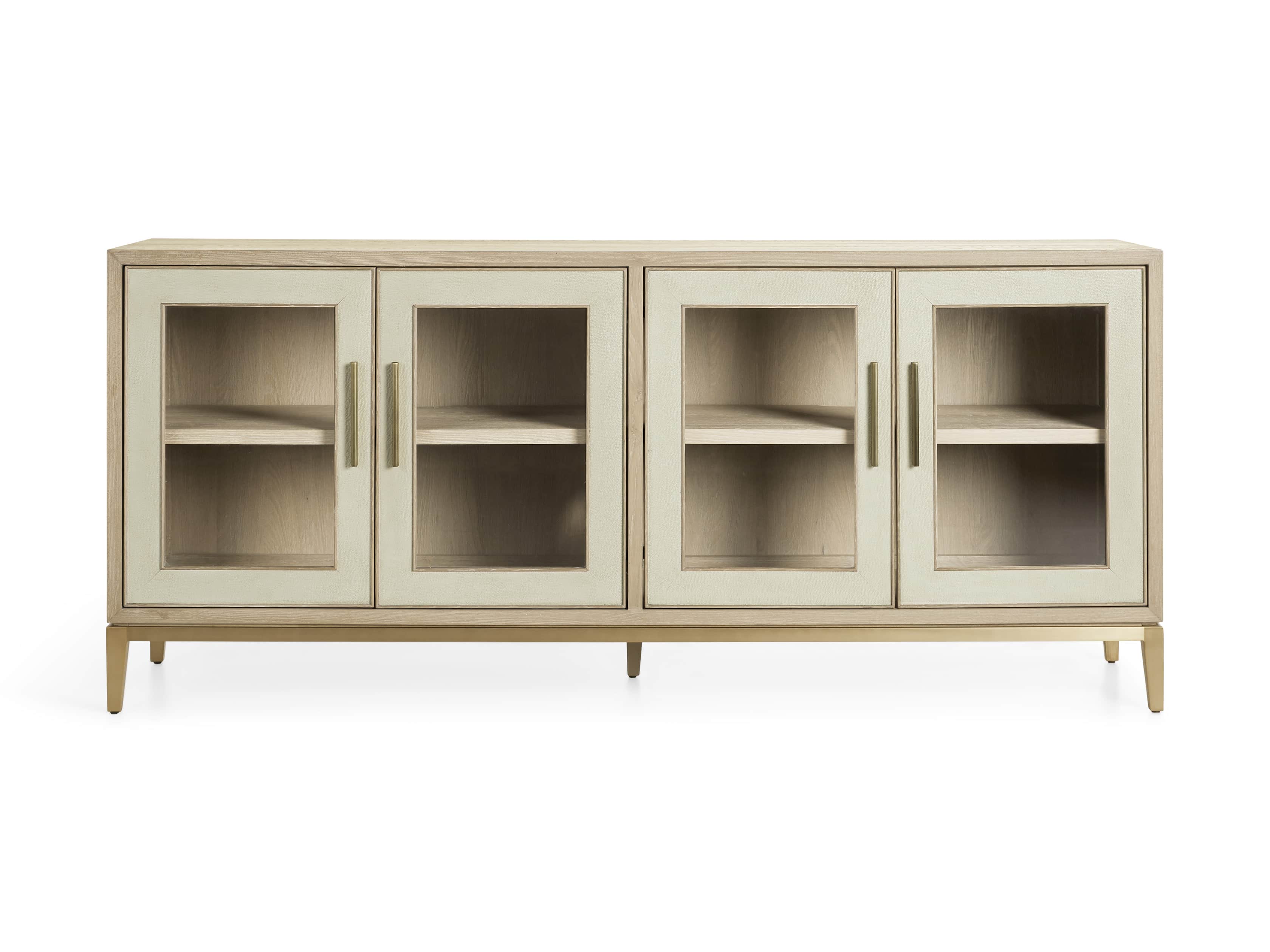 Malone 71" Media Console with Glass Doors in Shagreen Bone, slide 9 of 10